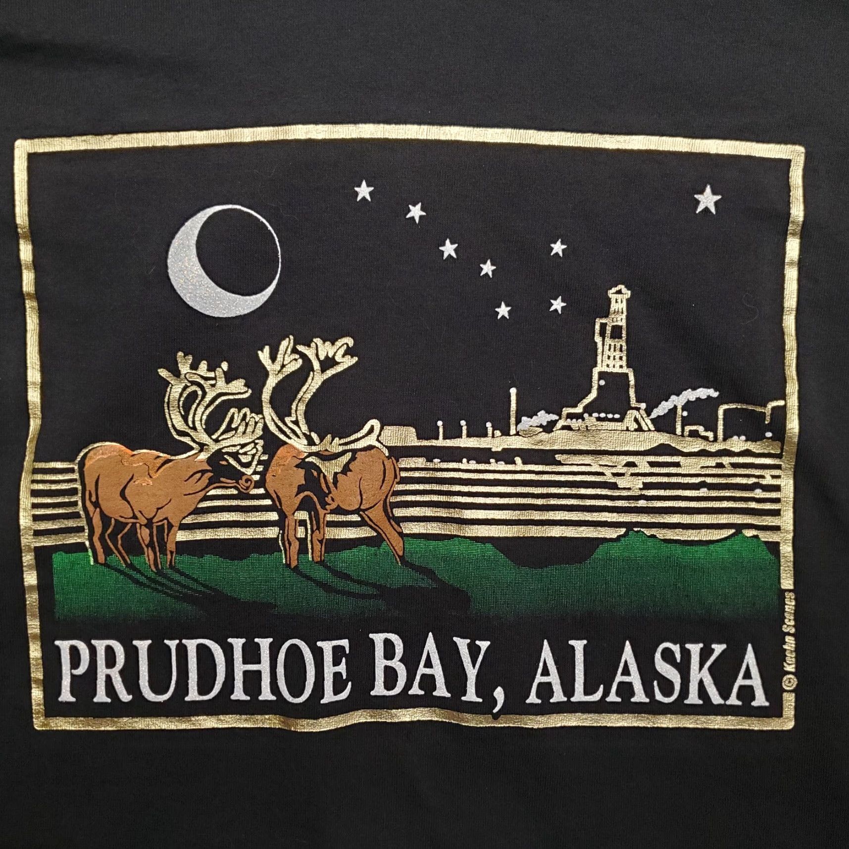Fruit Of The Loom VINTAGE Purdhoe Bay Alaska Shirt Mens XL Black Caribou Made In USA Oil Shirt Mens XL Black Caribou USA Oil Size US XL / EU 56 / 4 - 3 Thumbnail