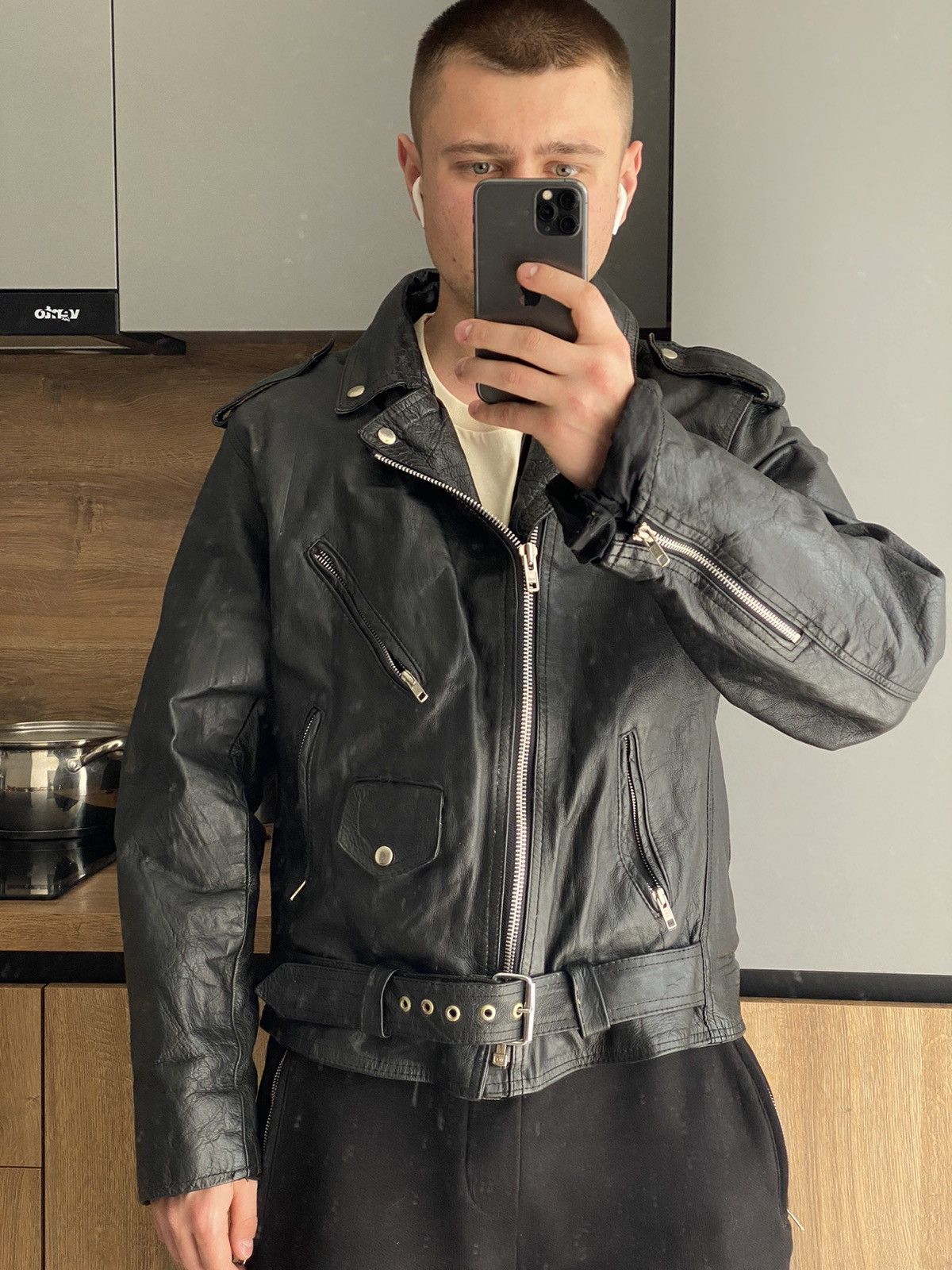 Vintage RARE 🔥 VINTAGE 90S FAST BLACK LEATHER MOTO BIKER JACKET Size US M / EU 48-50 / 2 - 2 Thumbnail