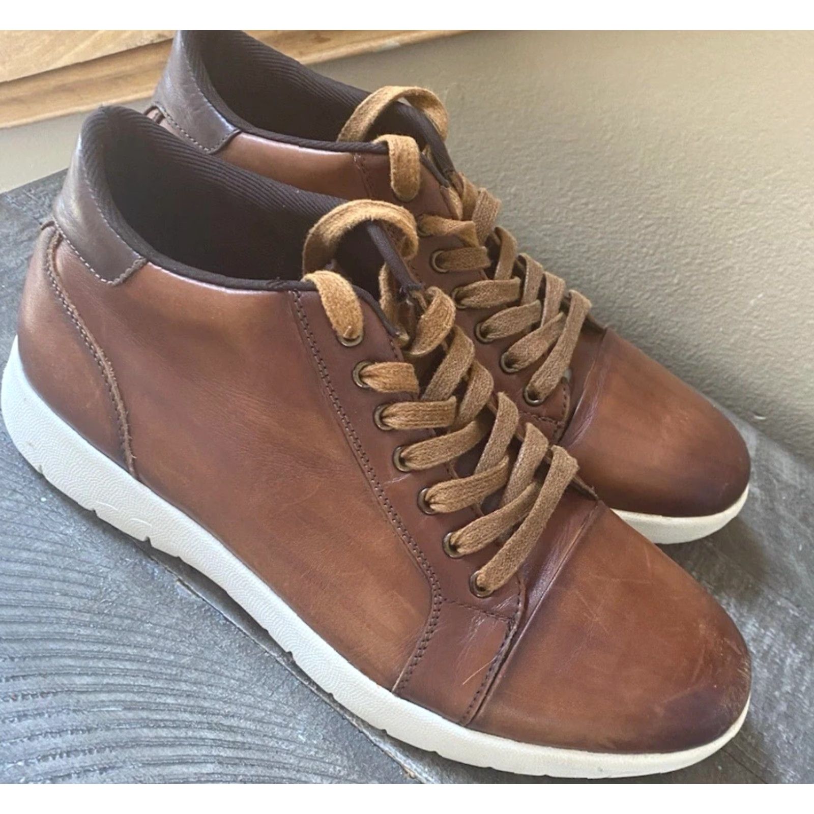 Stacy Adams Stacy Adams Harlow Mid Sneaker Mens 8.5 M Cognac Brown Shoe Size 8.5 M Sneaker Athletic Lace Up Modern Style, Stacy Adams Harlow, Brown, Shoes, Men Size US 9 / EU 42 - 5 Thumbnail
