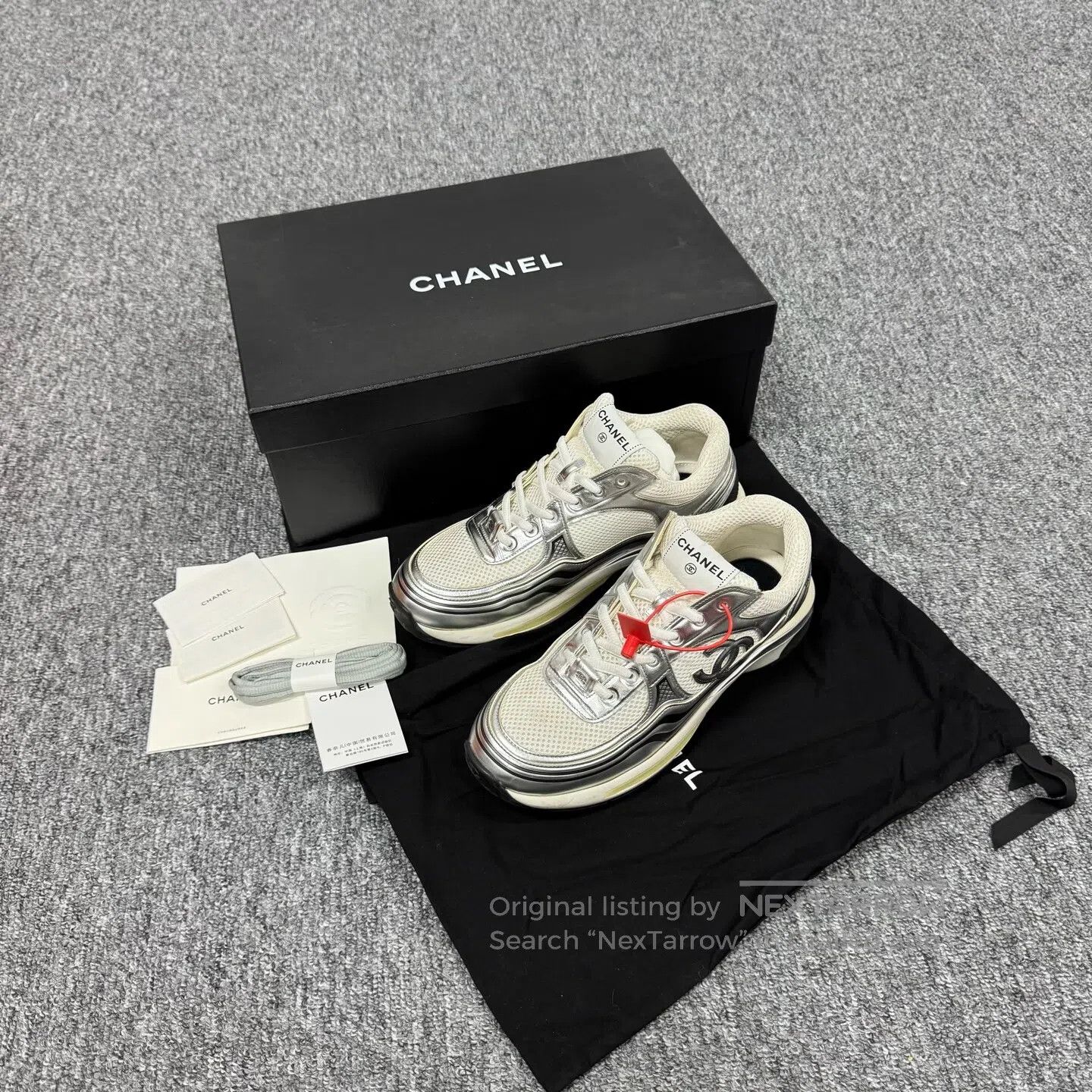 Chanel Chanel Silver Silver King Double C Sports Shoes| Size US 8 / EU 41 - 1 Thumbnail