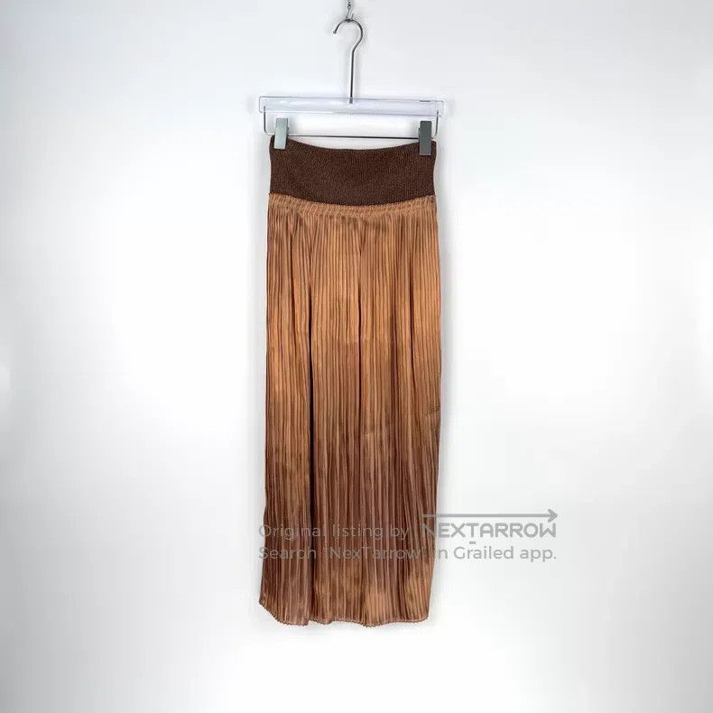 Hermes Hermes Beige Silk and Khaki Leather Buckle Skirt Size 24" / US 00 / IT 34 - 4 Thumbnail