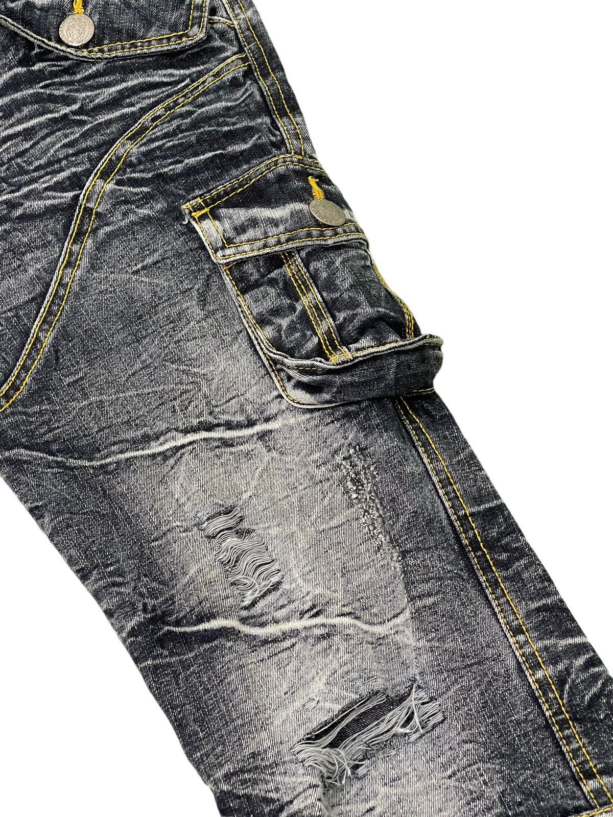 Japanese Brand Flare Jeans Cargo Low Box Crazy Faded Distress Boot Cut 6🟦2 Size US 29 - 9 Thumbnail