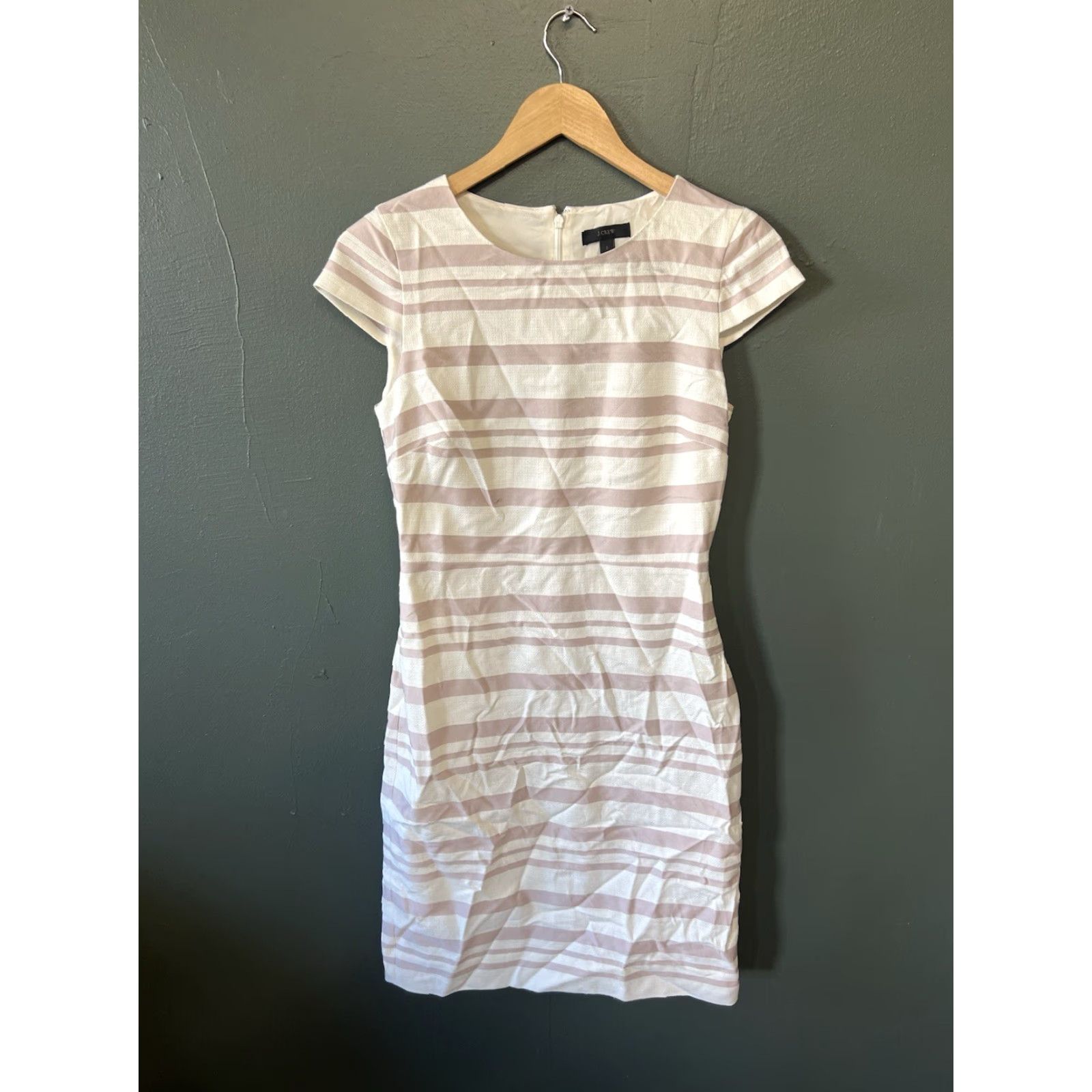 J.Crew J.Crew Womens Shirt Dress Short Sleeve Striped White 2 Knee Length Women Size XS / US 0-2 / IT 36-38 - 2 Thumbnail