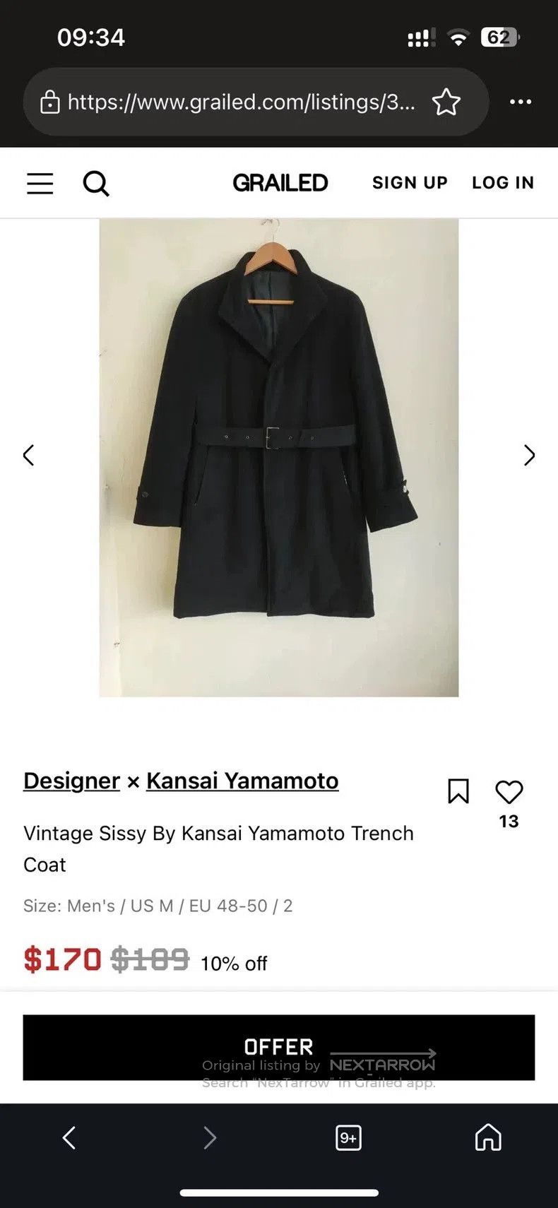Yohji Yamamoto Kansai Yamamoto Wool Cashmere Coat. Size US L / EU 52-54 / 3 - 7 Thumbnail