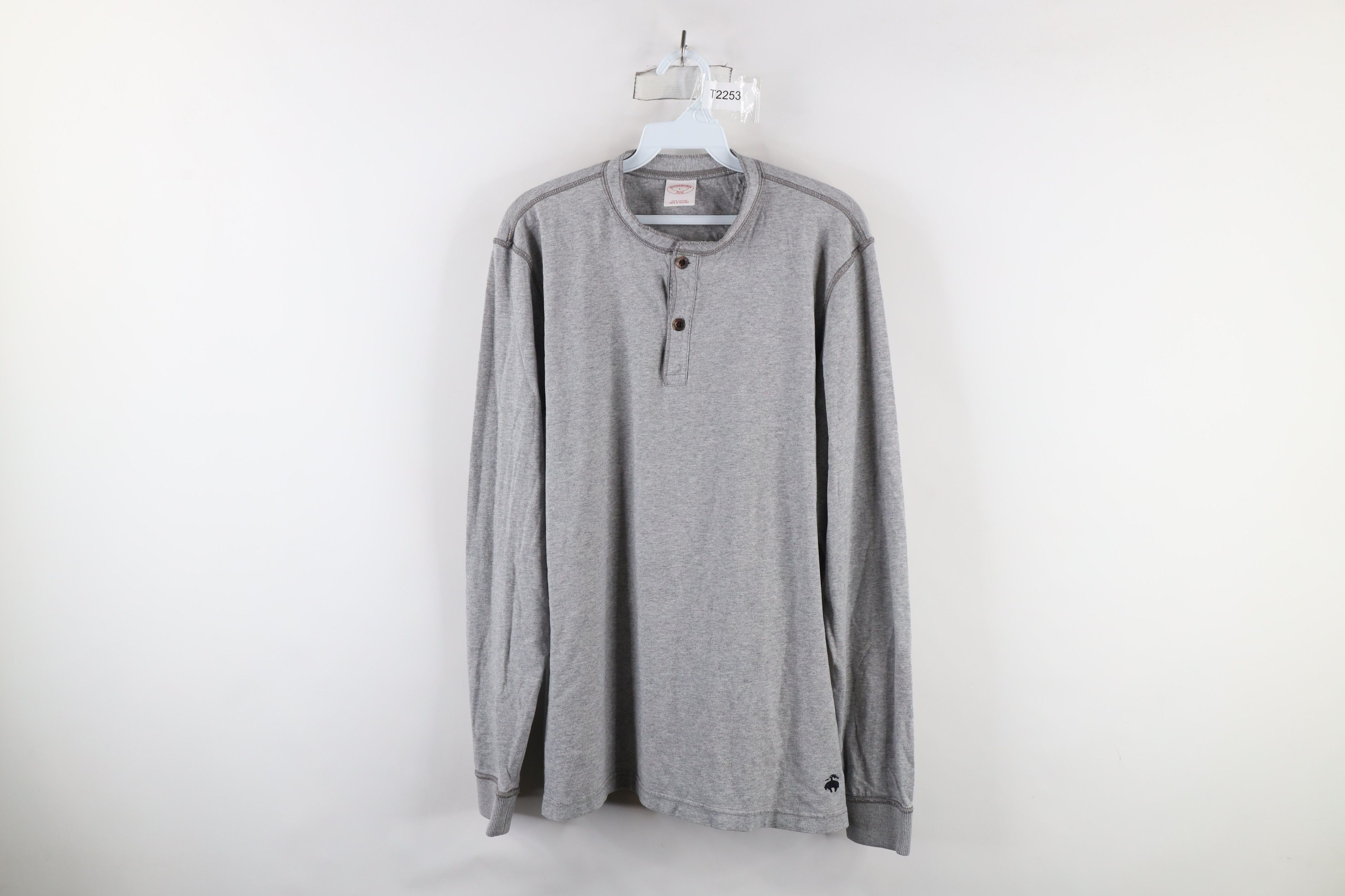 Brooks Brothers × Vintage Vintage 90s Brooks Brothers Long Sleeve Henley T-Shirt Gray Size US L / EU 52-54 / 3 - 1 Thumbnail