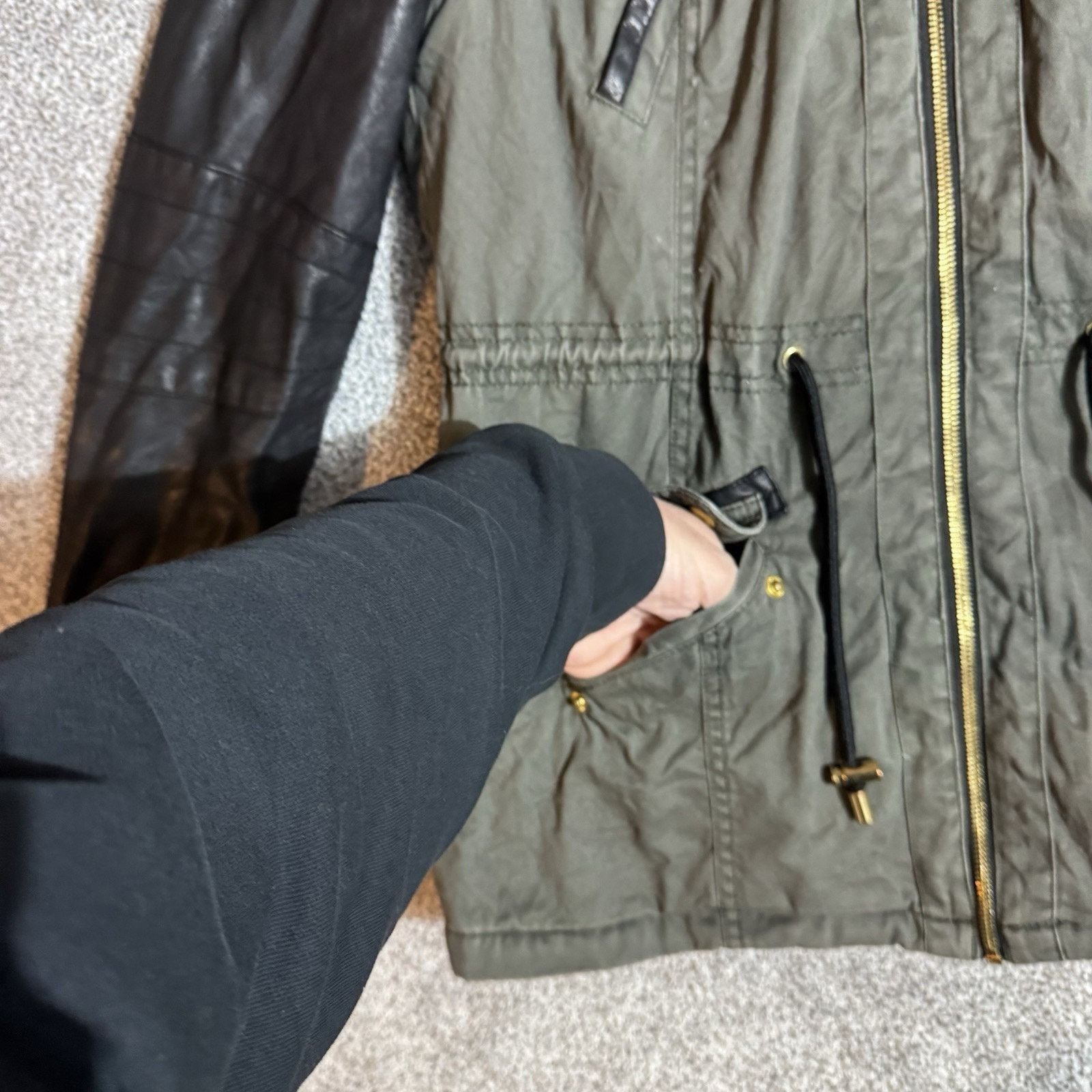 Other F&F Jacket Womens Size 10 Quilted Lined Faux Leather Sleeve Size L / US 10 / IT 46 - 2 Thumbnail