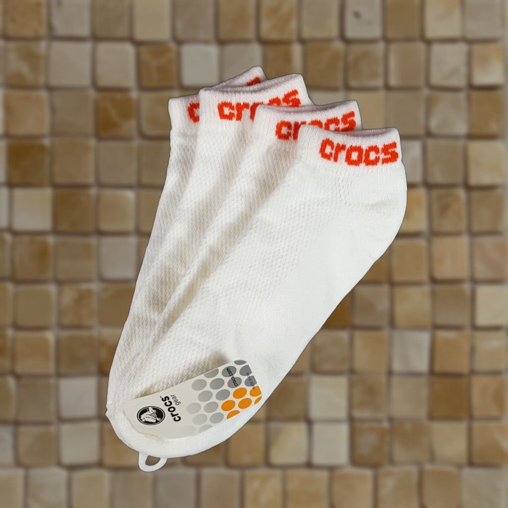 Crocs VINTAGE Crocs Ankle Socks 2 Pairs Size 10-13 White Cotton Y2K Retro Unisex Adults Size ONE SIZE - 1 Thumbnail