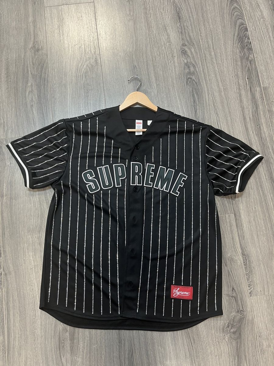 Supreme Stripe Baseball Jersey Black L