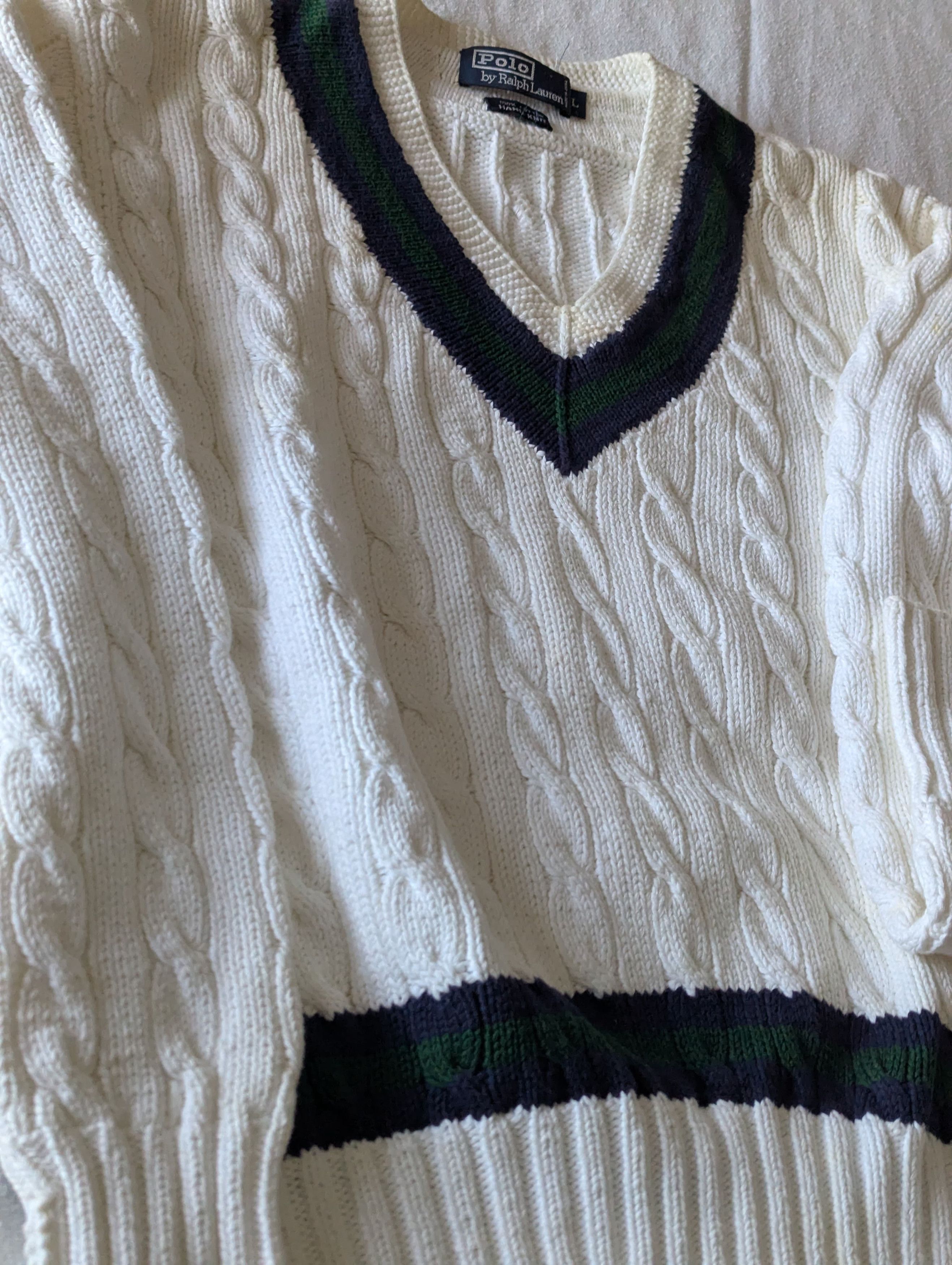 Polo Ralph Lauren Vintage Hand Knit Cotton Sweater Size US L / EU 52-54 / 3 - 1 Thumbnail