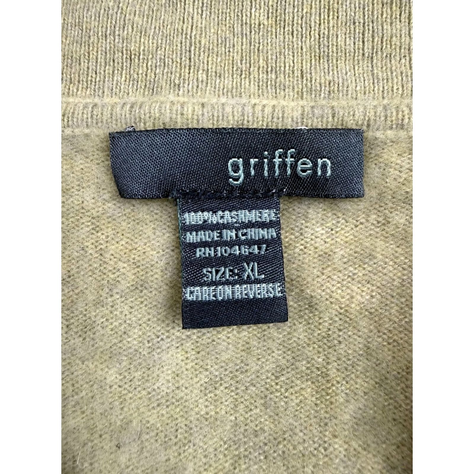 Vintage Griffen Sweater Womens XL Green 100% Cashmere Pullover Knit Collared Lightweight Slim Knit Pullover Long Sleeve Size XL / US 12-14 / IT 48-50 - 3 Thumbnail