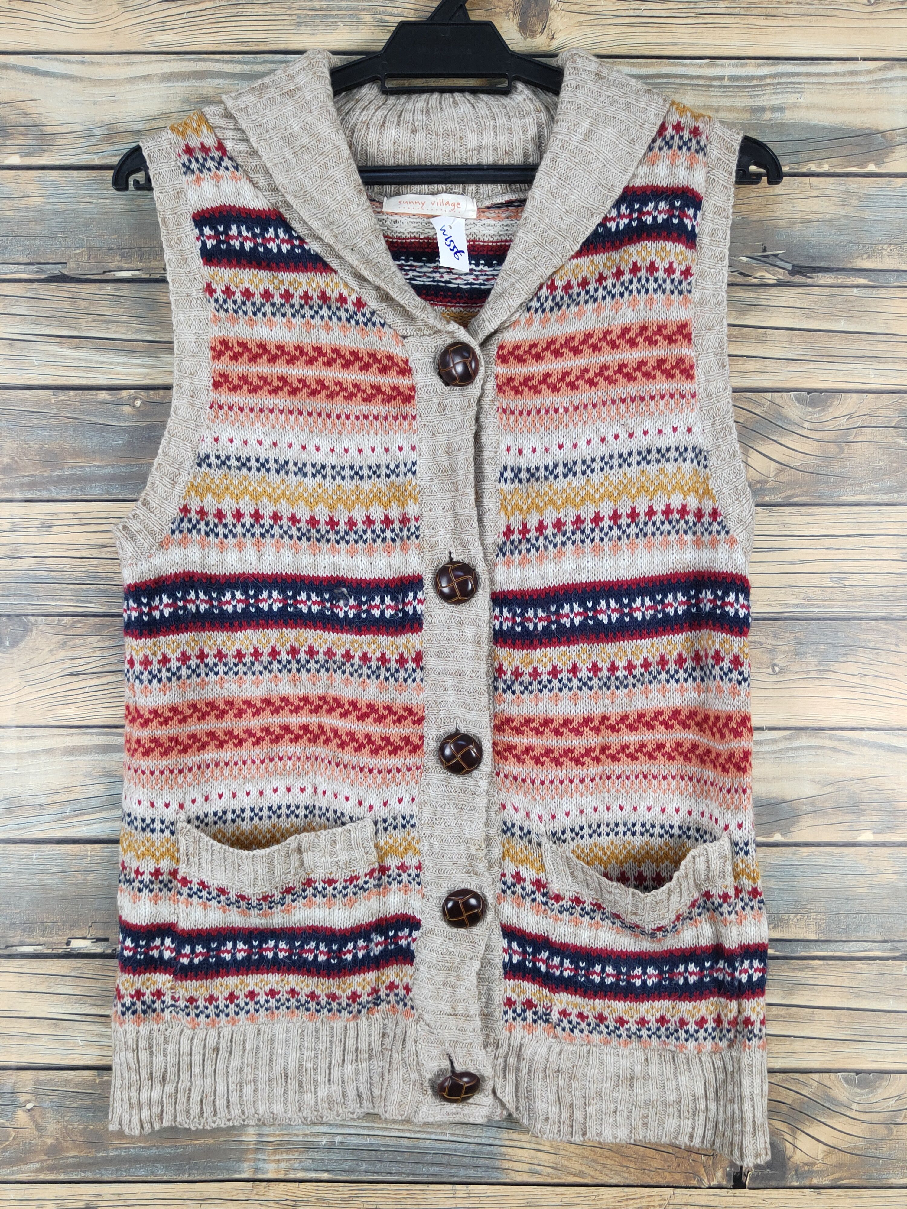Homespun Knitwear × Japanese Brand × Vintage Sunny Village Brown Knitwear Vests #1556 Size M / US 6-8 / IT 42-44 - 1 Thumbnail