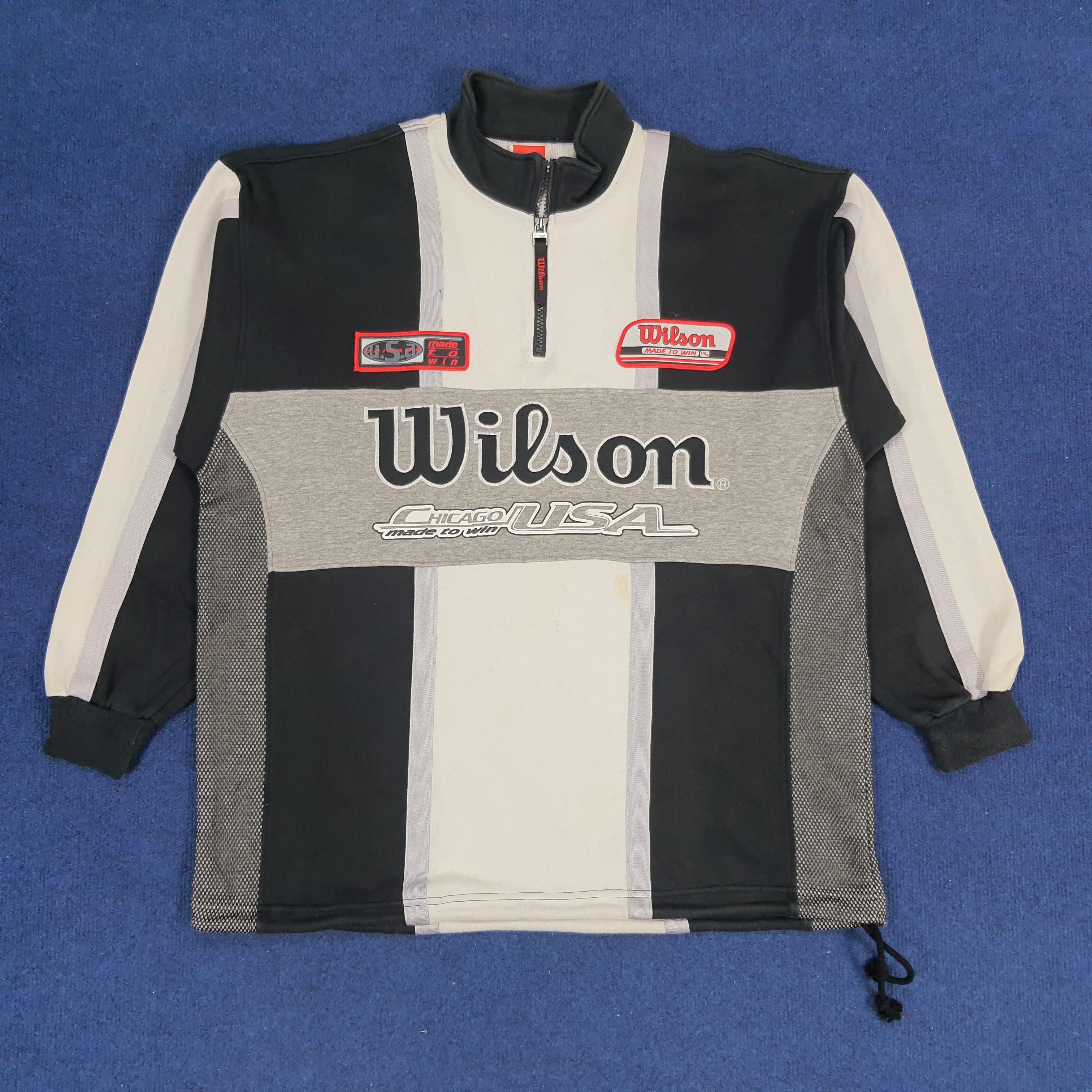 Vintage × Wilson Vintage Wilson Chicago Made To Win USA Halfzipper Sweatshirt Size US L / EU 52-54 / 3 - 1 Thumbnail