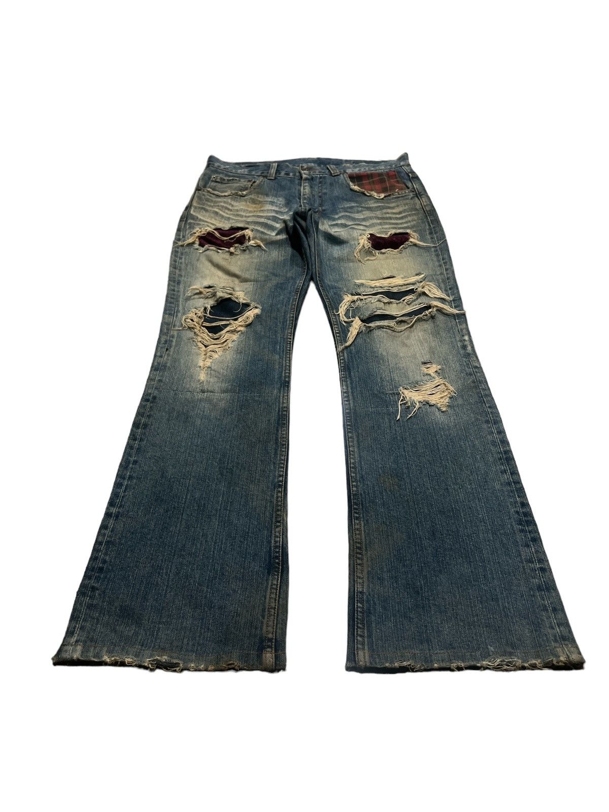 Vintage FLARED🔥UNKNOWN RIPPED DISTRESSED DENIM PANT Size US 31 - 3 Thumbnail
