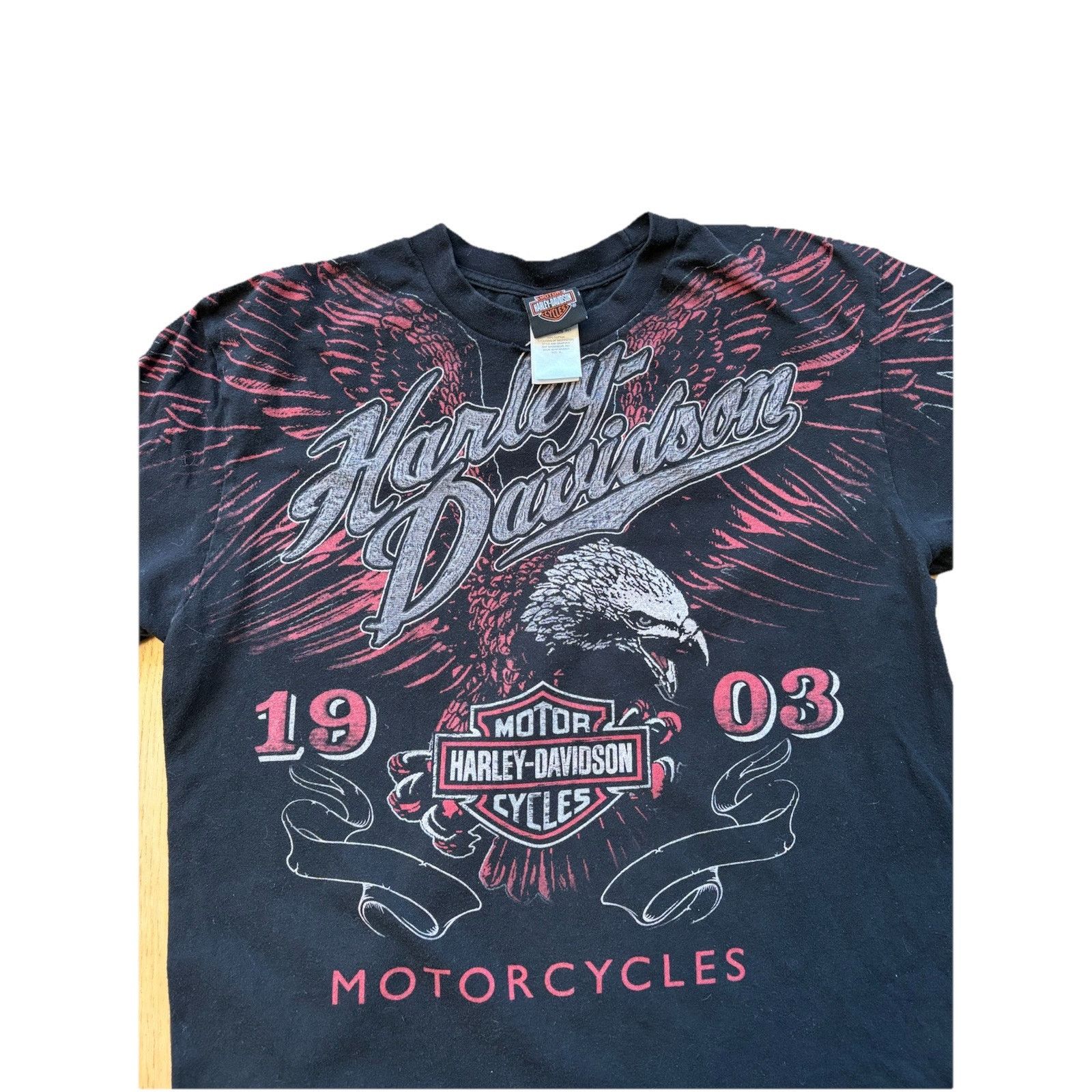VTG 90s Harley Davidson Motorcycle Eagle Black Shirt XL WI