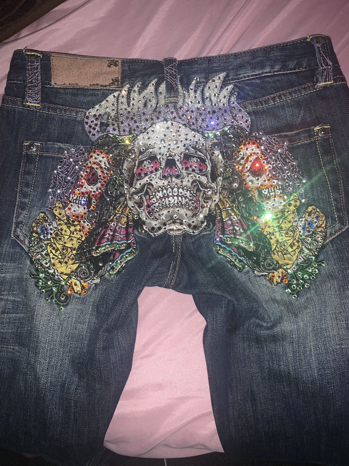 image of Ed Hardy Embellished Vintage Jeans in Navy, Women's (Size 30)