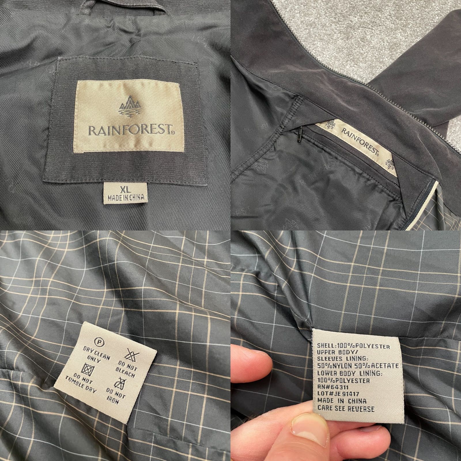 Vintage Rain Forest Jacket XL Black Full Zip Lined Pocket Outdoor Casual Mens Size US XL / EU 56 / 4 - 8 Thumbnail