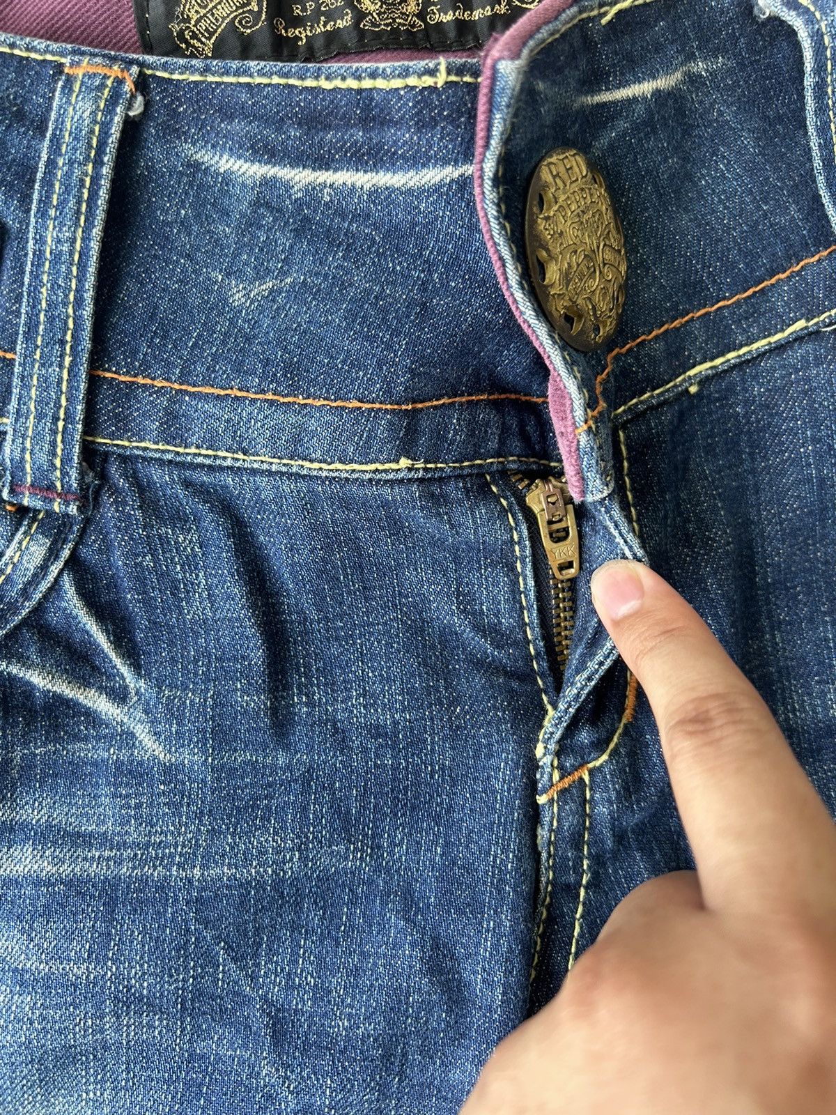 Ed Hardy 🦋 Red Pepper Embroidery Wing Jeans Size 32" / US 10 / IT 46 - 15 Thumbnail