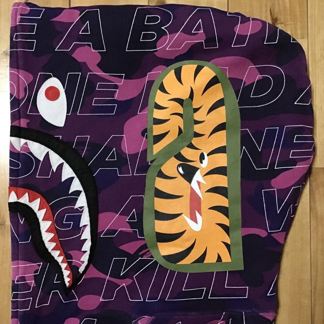 Bape BAPE TEXT COLOR CAMO Shark Full Zip Hoodie Camo Purple Camo Size US XL / EU 56 / 4 - 4 Thumbnail