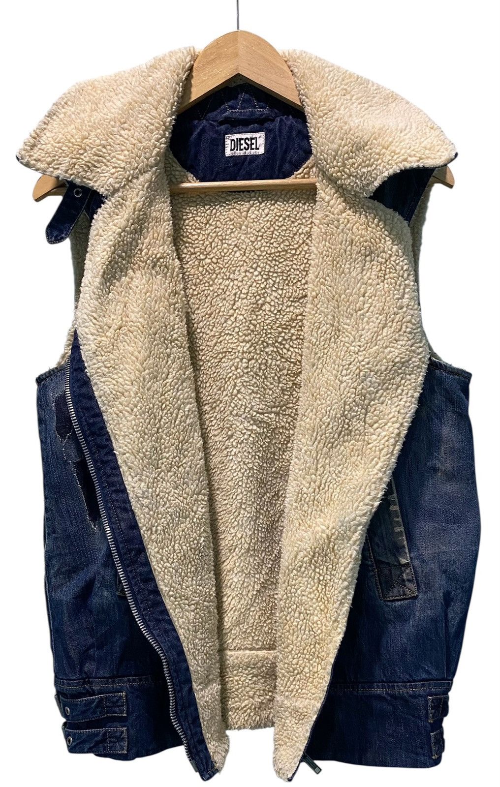 Diesel Diesel Denim Vest Jacket Sherpa Lining Sleeveless Zip Front Size US S / EU 44-46 / 1 - 3 Thumbnail