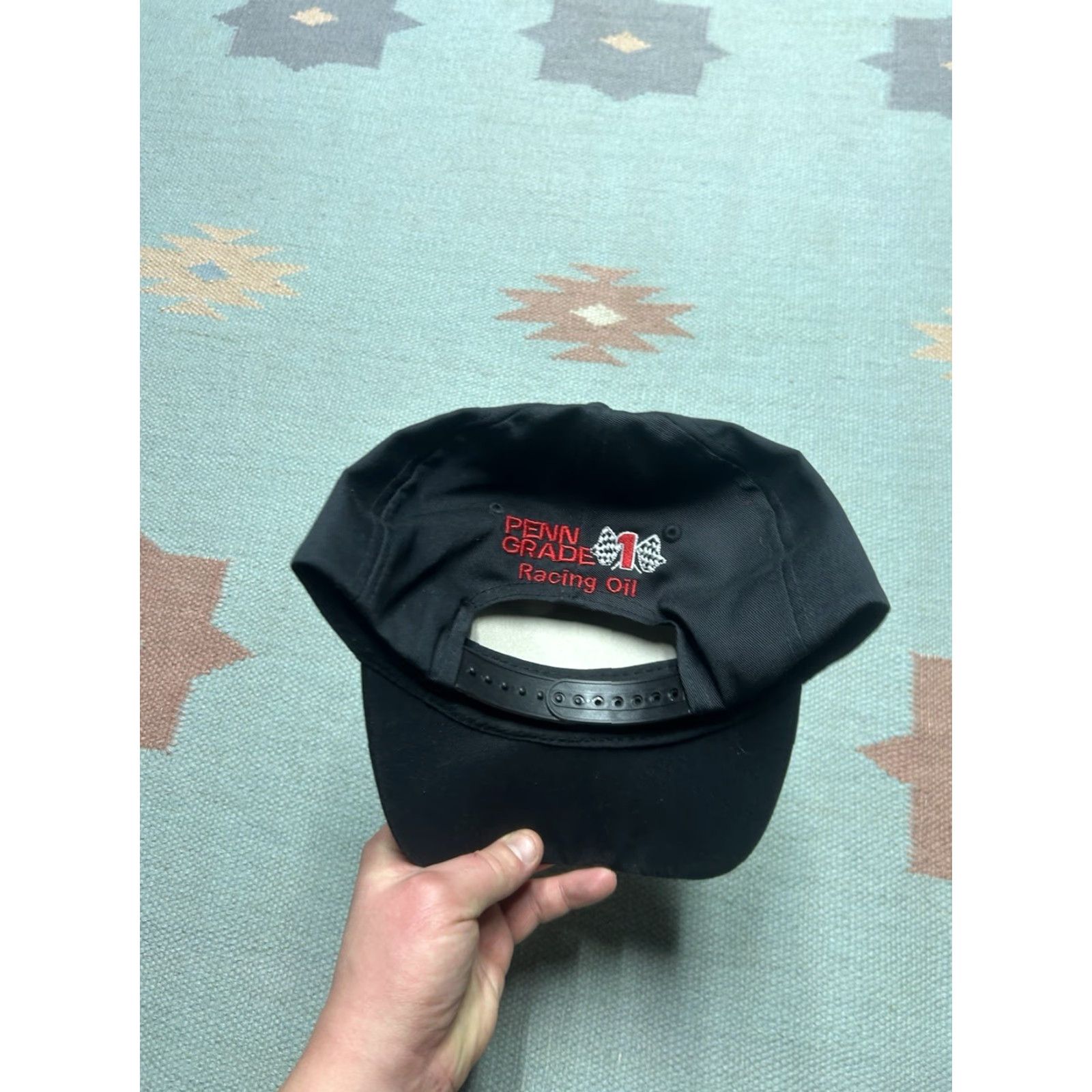Penn VINTAGE Brad Penn racing oil checkered SnapBack hat cap Adjustable black Formula 1 NOS Men Mens Size ONE SIZE - 4 Thumbnail