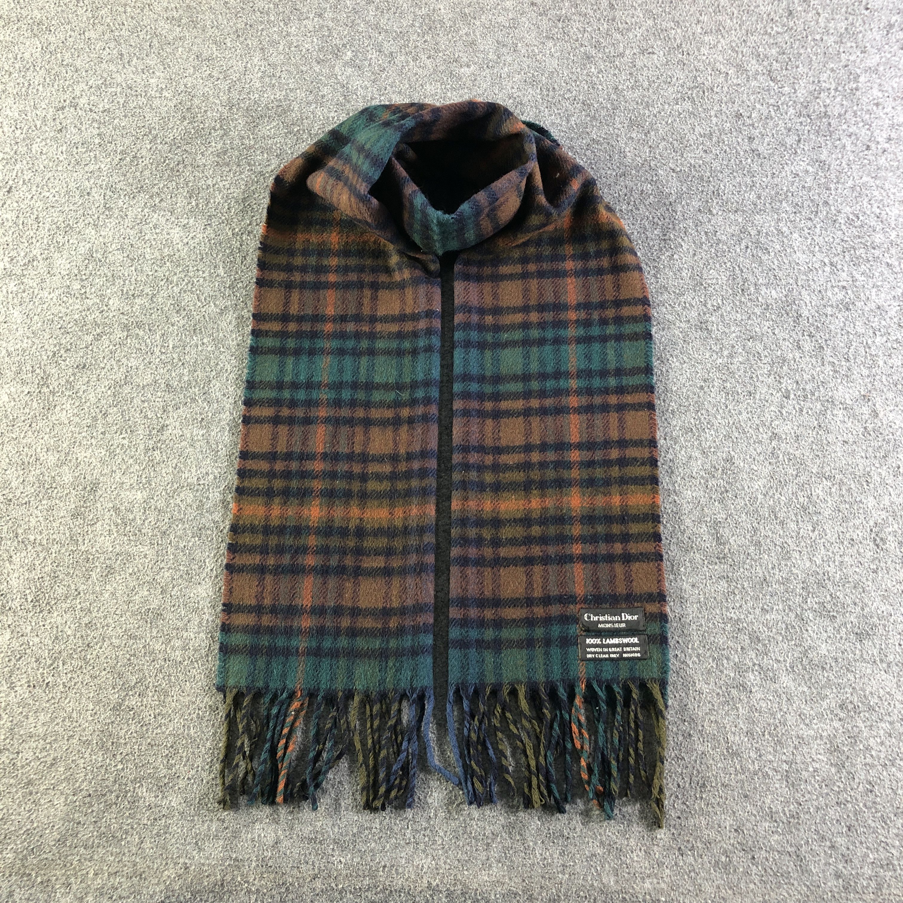 Christian Dior Monsieur Christian Dior Tartan Wool Scarf Muffler V2679 Size ONE SIZE - 1 Thumbnail