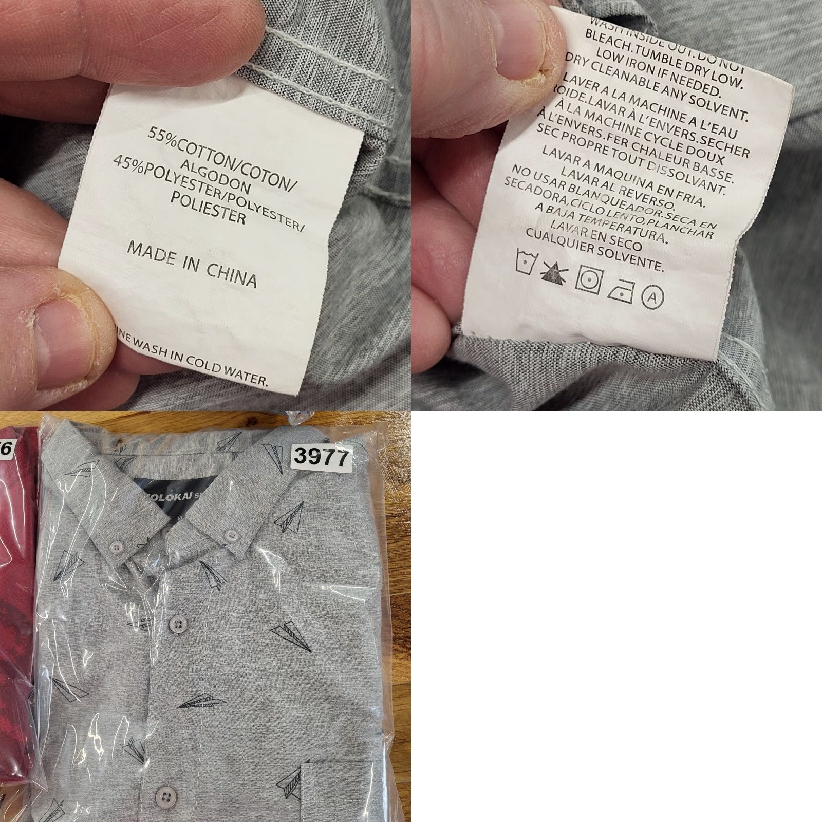 Vintage Molokai Surf Shirt XL Gray Paper Planes Print Button-Up Short Sleeve Mens Size US XL / EU 56 / 4 - 10 Thumbnail