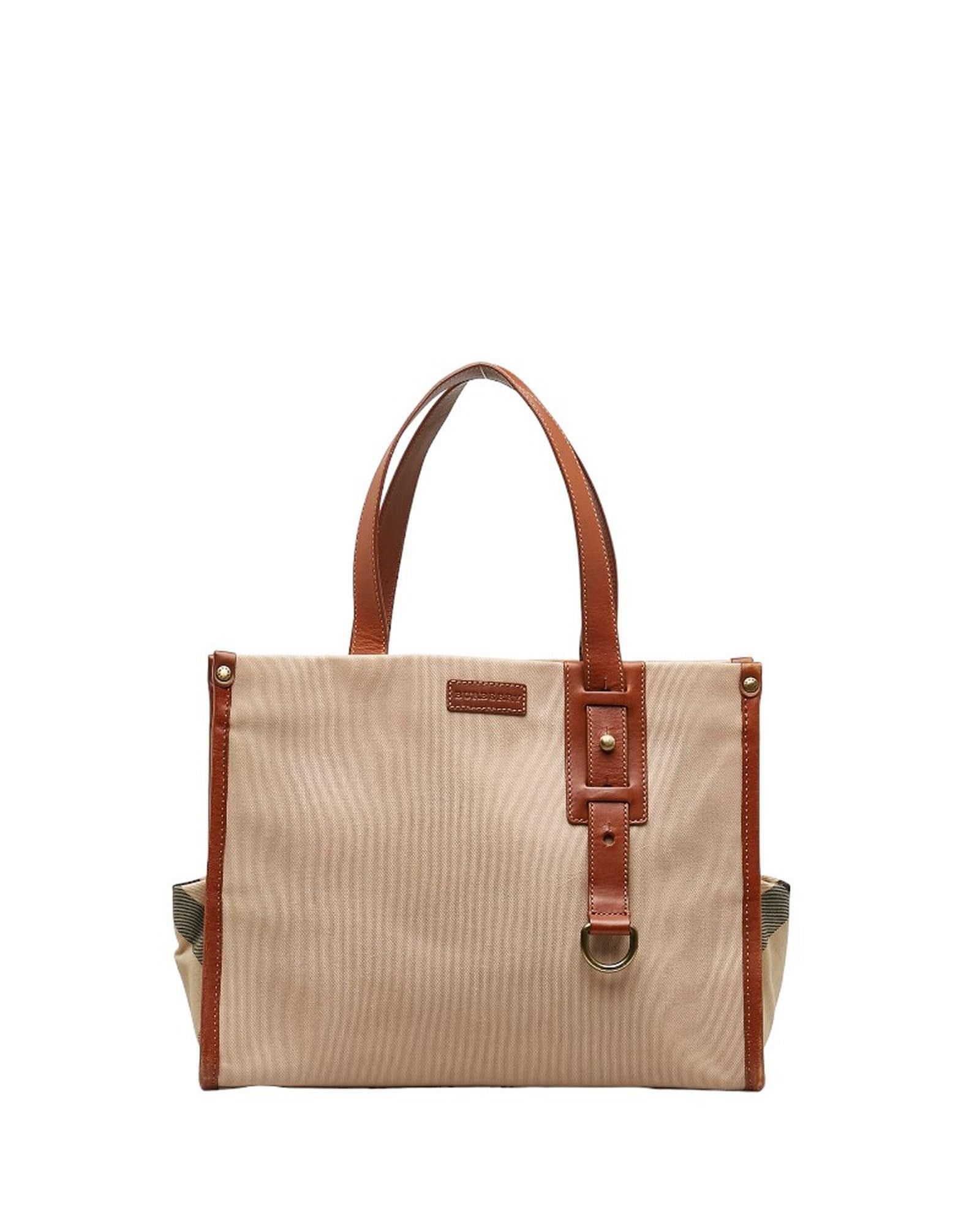image of Burberry Canvas Logo Handbag In Brown - Ab Condition, Women's