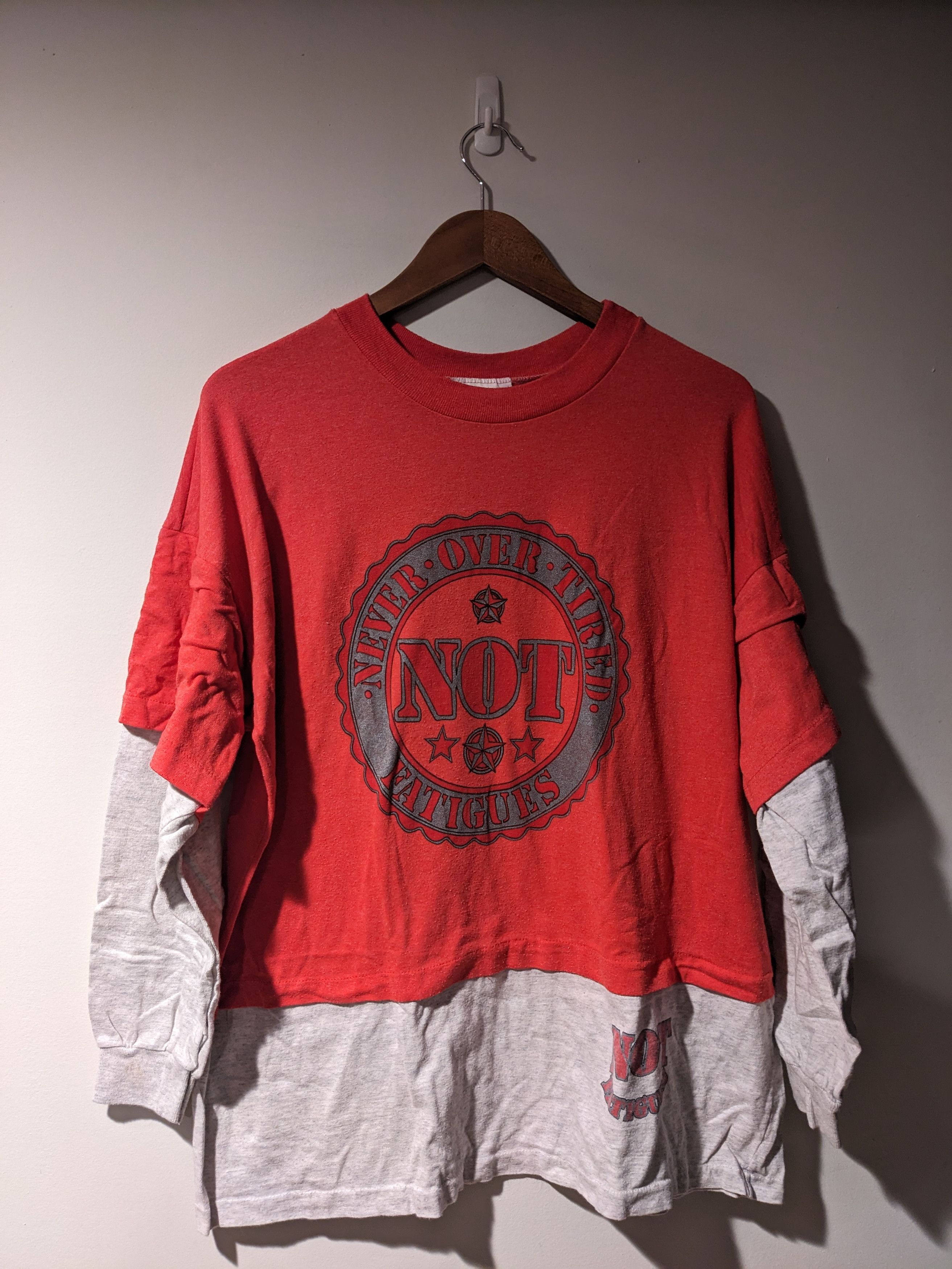 No Fear × Vintage Vintage 90s Never Over Tired Not Long-Sleeve T-Shirt Size US XL / EU 56 / 4 - 1 Thumbnail