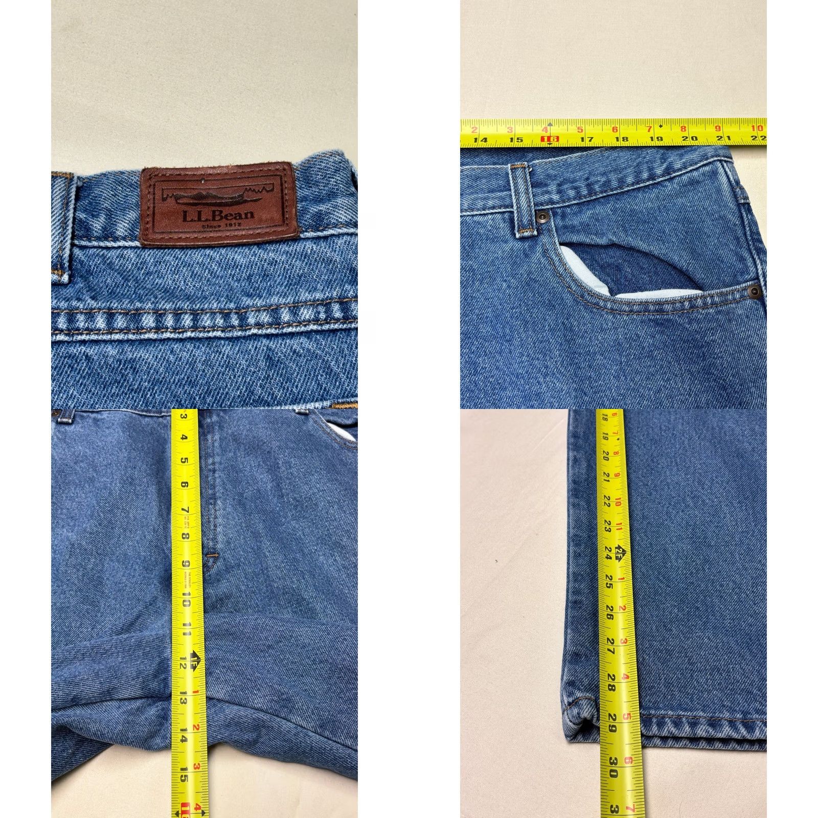 Denime Vintage LL Bean Natural Fit Jeans 42x30 Blue Plaid Lined Denim Men's Size US 42 / EU 58 - 8 Thumbnail
