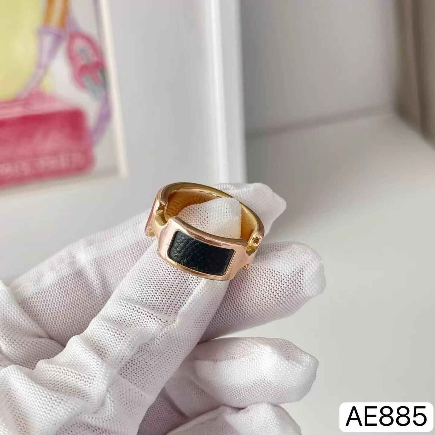 Hermes Hermes Olympe H Ring Calfskin Gold M Size ONE SIZE - 6 Thumbnail