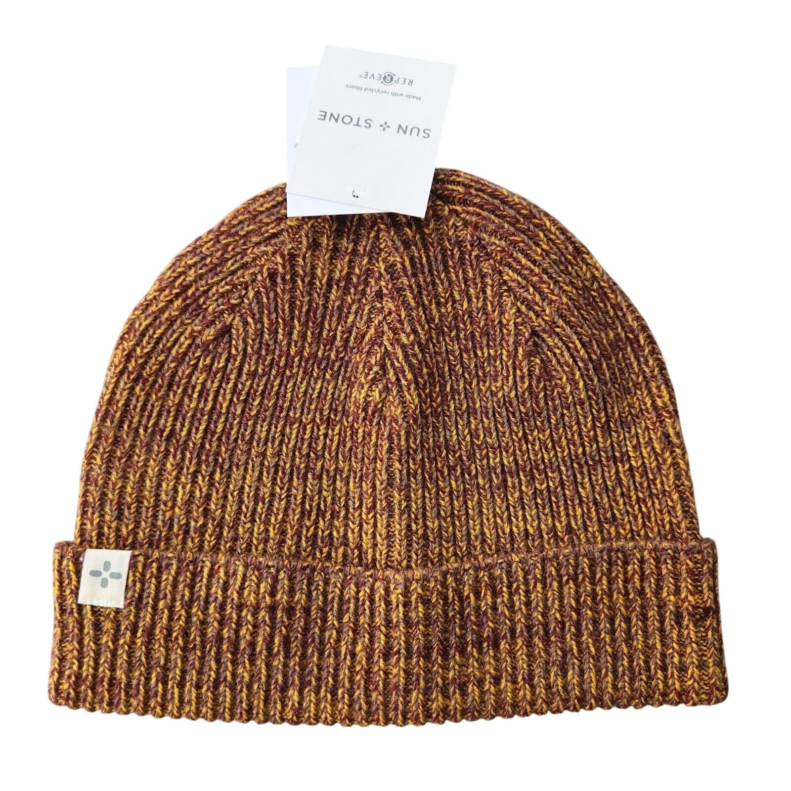 The Unbranded Brand Sun + Stone Men's Brown Melange Rib Warm Beanie Hat One Size Size ONE SIZE - 2 Thumbnail