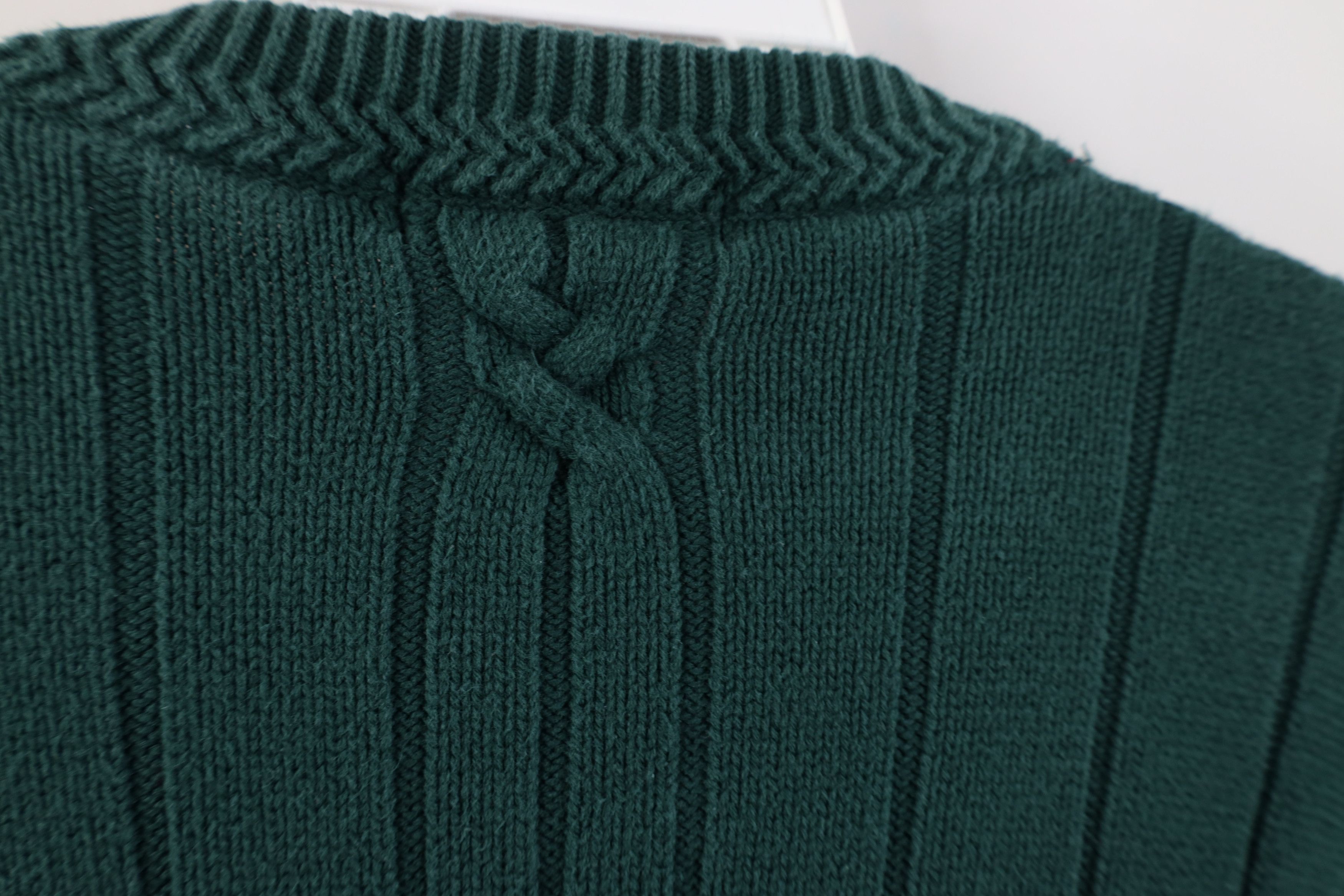 Nautica Vintage 90s Nautica Cotton Cable Ribbed Knit Sweater Green Size US L / EU 52-54 / 3 - 11 Thumbnail