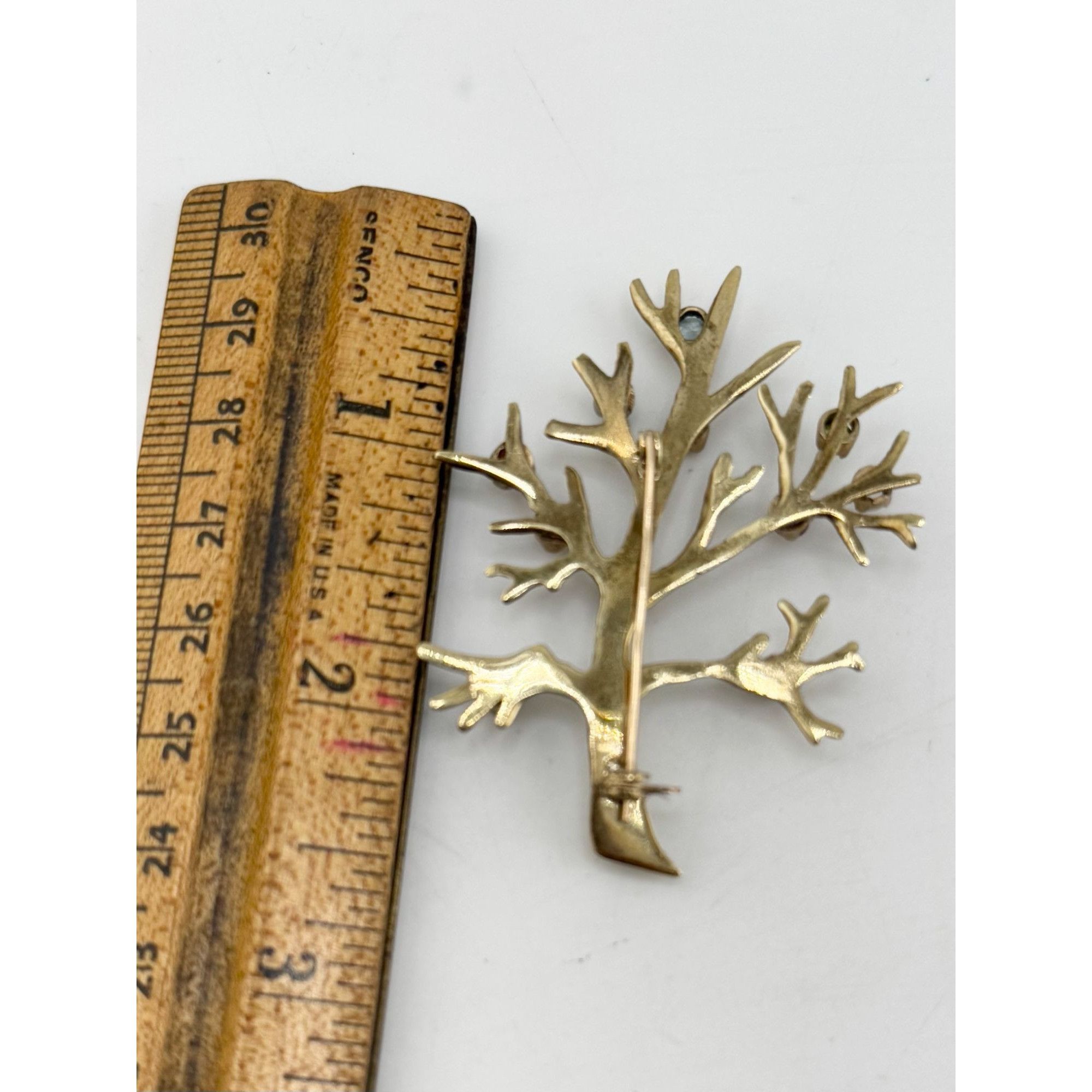 Vintage Vintage glass stone tree of life brooch pin Size ONE SIZE - 5 Thumbnail