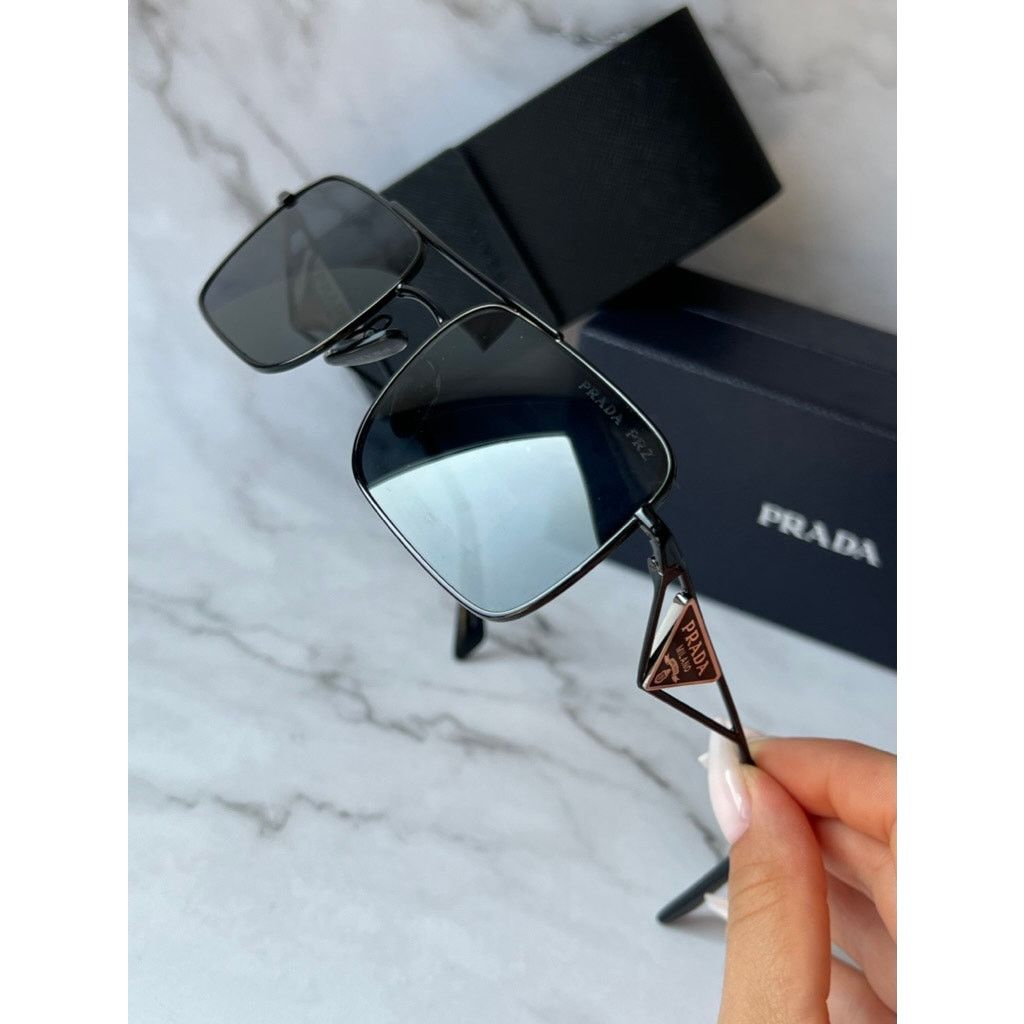 Prada NEW Prada PR A52S Aviator Sunglasses Polarized Black Size ONE SIZE - 5 Thumbnail