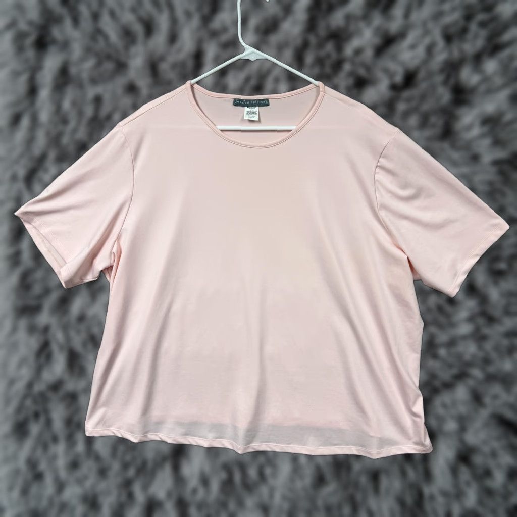 Vintage VINTAGE Jessica Holbrook T-Shirt 3X Plus Pink Solid Short Sleeve Round Neck Casual Basic Top Womens Size XXL / US 16-18 / IT 52-54 - 1 Thumbnail