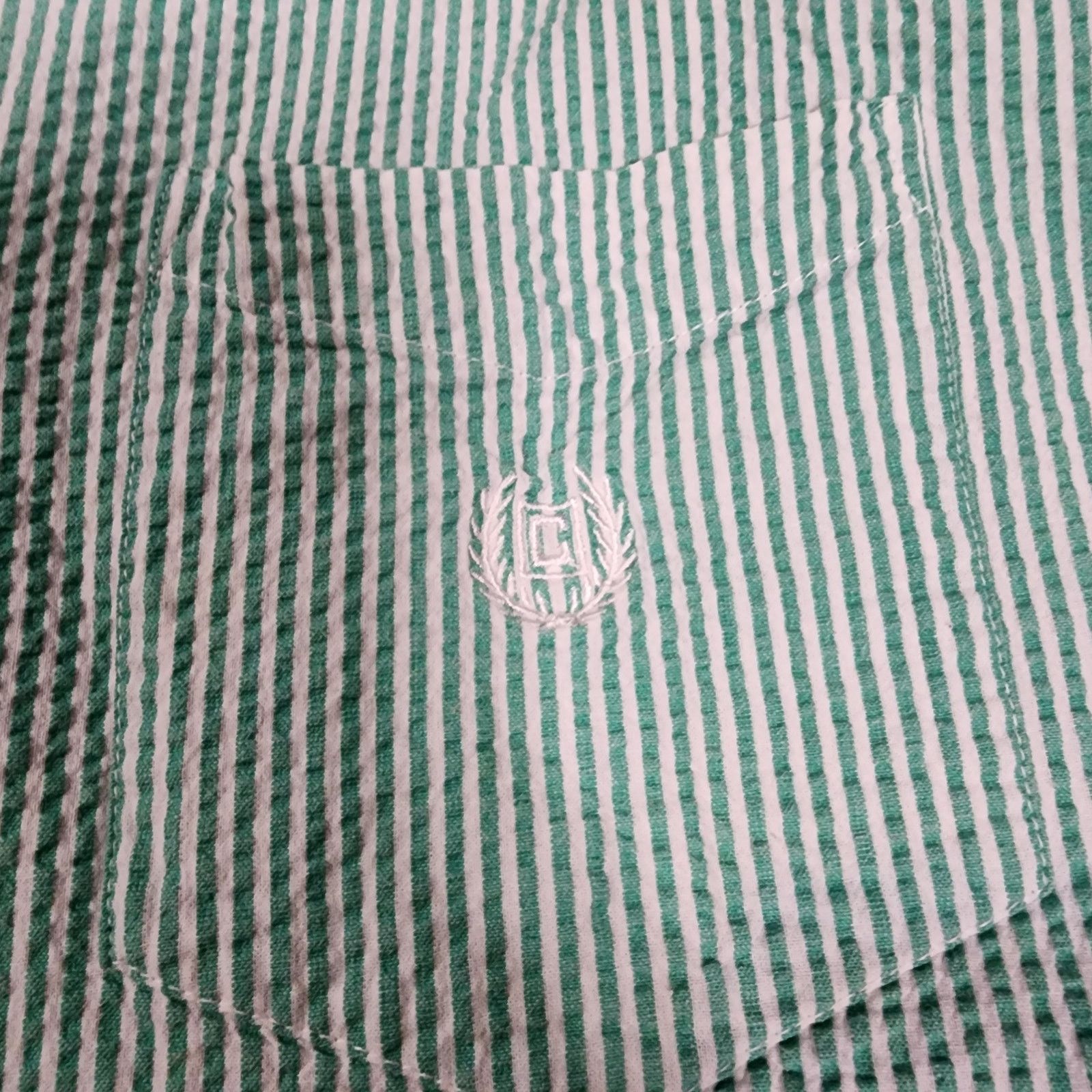 Chaps Chaps seersucker short sleeve shirt green striped sz XL 2257 Size US XL / EU 56 / 4 - 3 Thumbnail