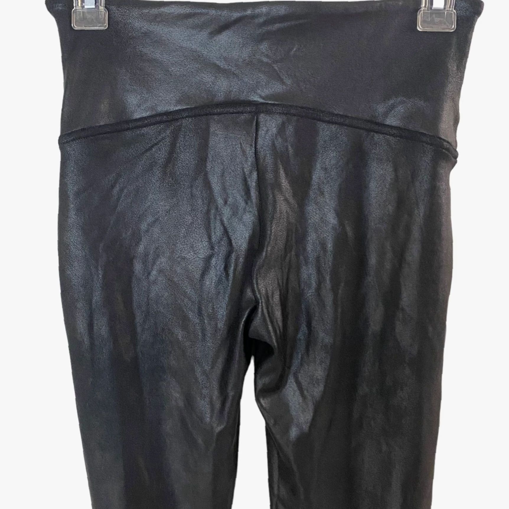 Spanx Spanx Leggings Womens Medium Textured Faux Leather Shiny Black 80% Polyester 20% Elastane/Spandex Size 32" / US 10 / IT 46 - 6 Thumbnail