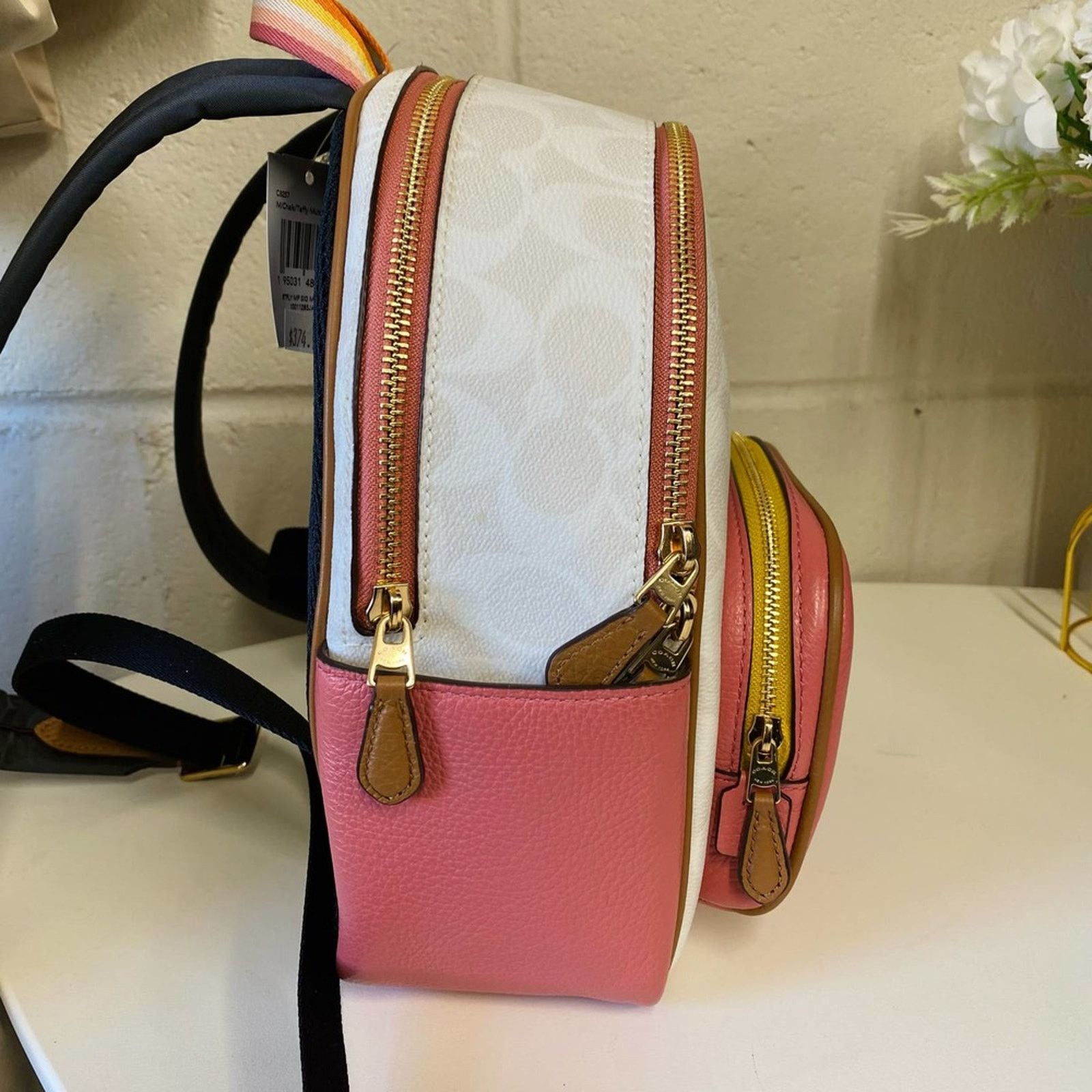 Coach Coach C8257 Mini Court Backpack In Sig Canvas In Chalk/Taffy Size ONE SIZE - 4 Thumbnail
