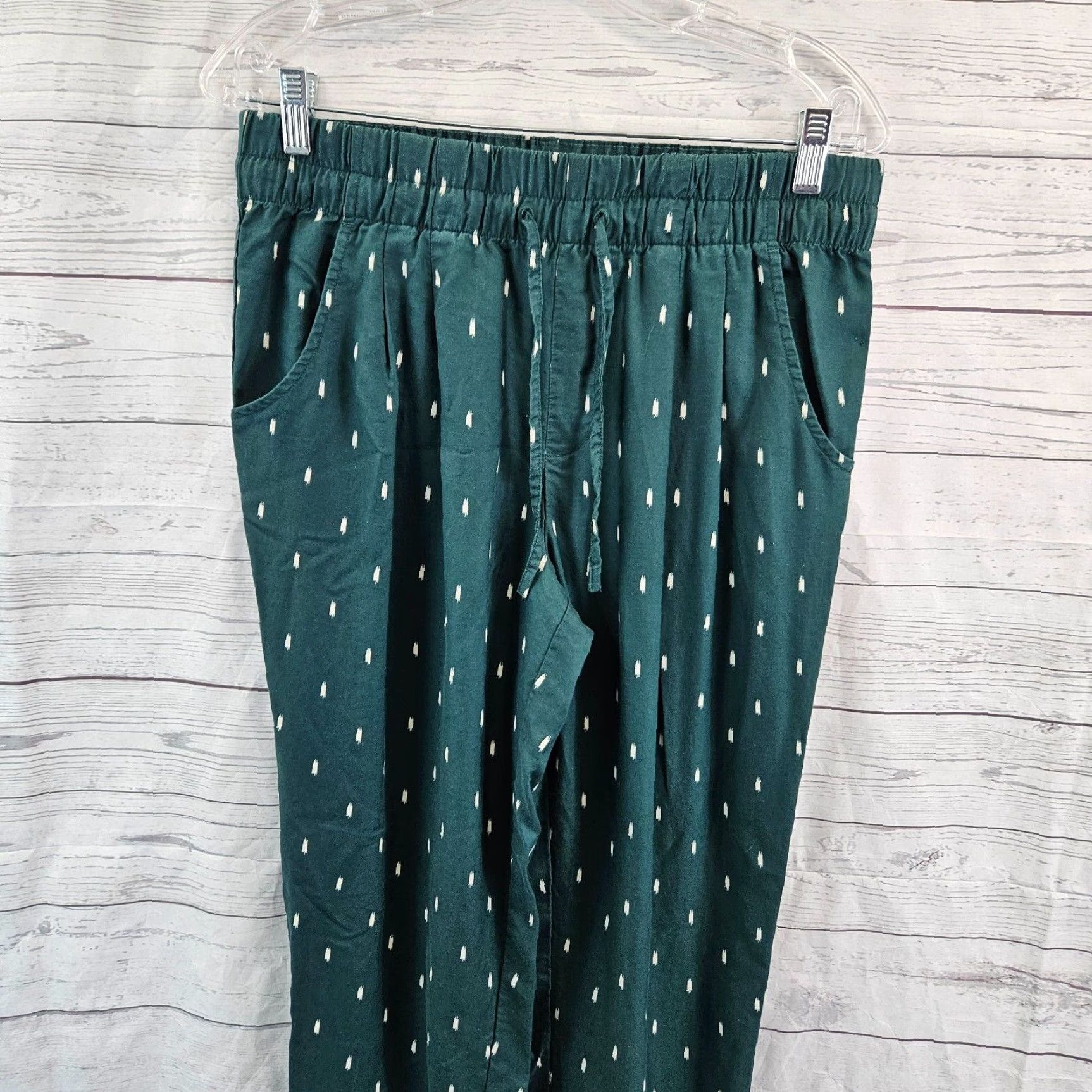 Vintage Garnet Hill Pants Womens Small Green Cropped Tencel Linen Drawstring Size 32" / US 10 / IT 46 - 2 Thumbnail