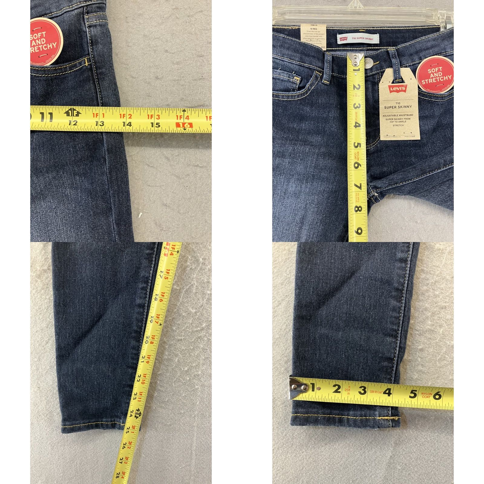 Levi's VINTAGE Levi's 710 Super Skinny Jeans Womens Regular 10 Blue Denim Stretch City 90s Mens? Wait. Size 32" / US 10 / IT 46 - 8 Thumbnail