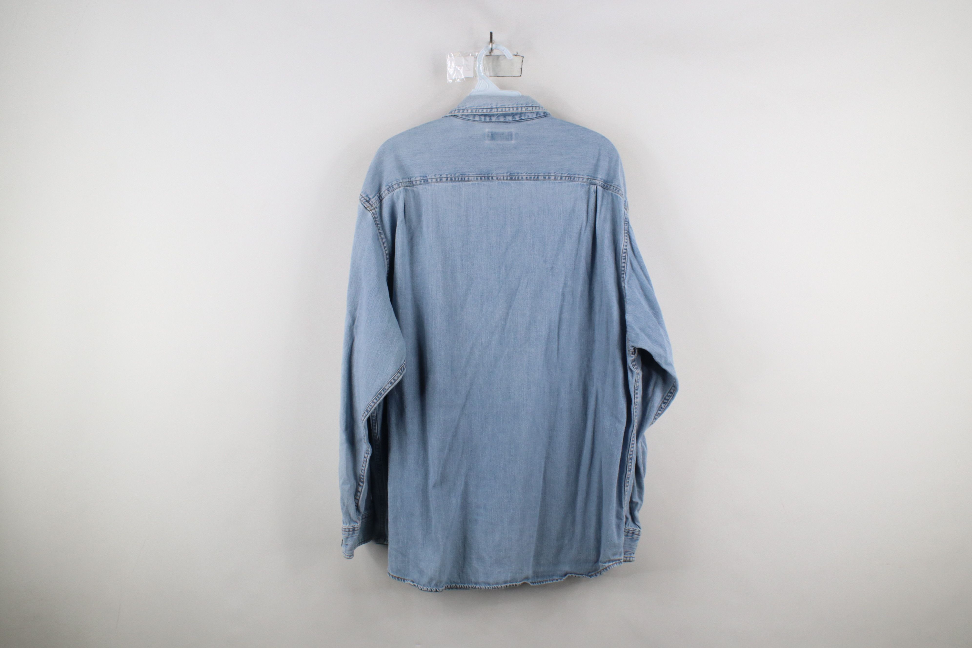 Vintage Vintage 90s Streetwear Denim Jean Collared Button Shirt Blue Size US XL / EU 56 / 4 - 13 Thumbnail