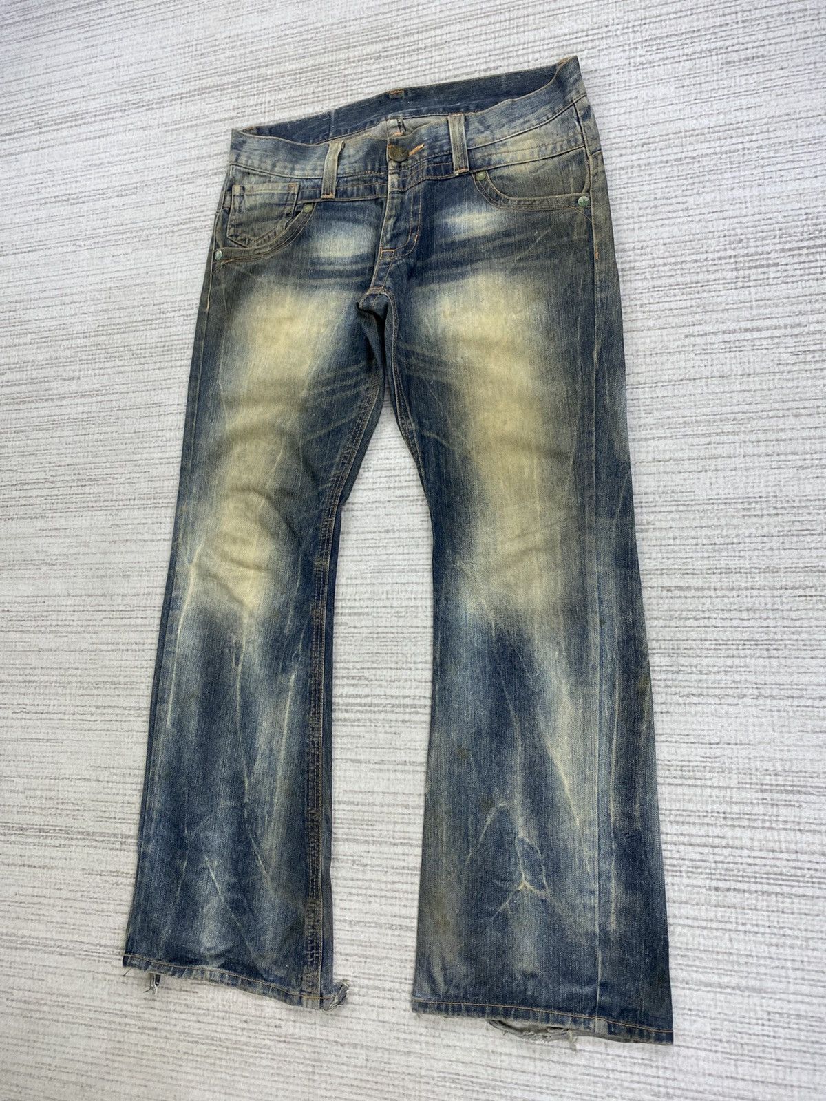 If Six Was Nine Vintage Flared Originals Jeans Mudmax Distressed Denim Pnts Size US 35 - 4 Thumbnail