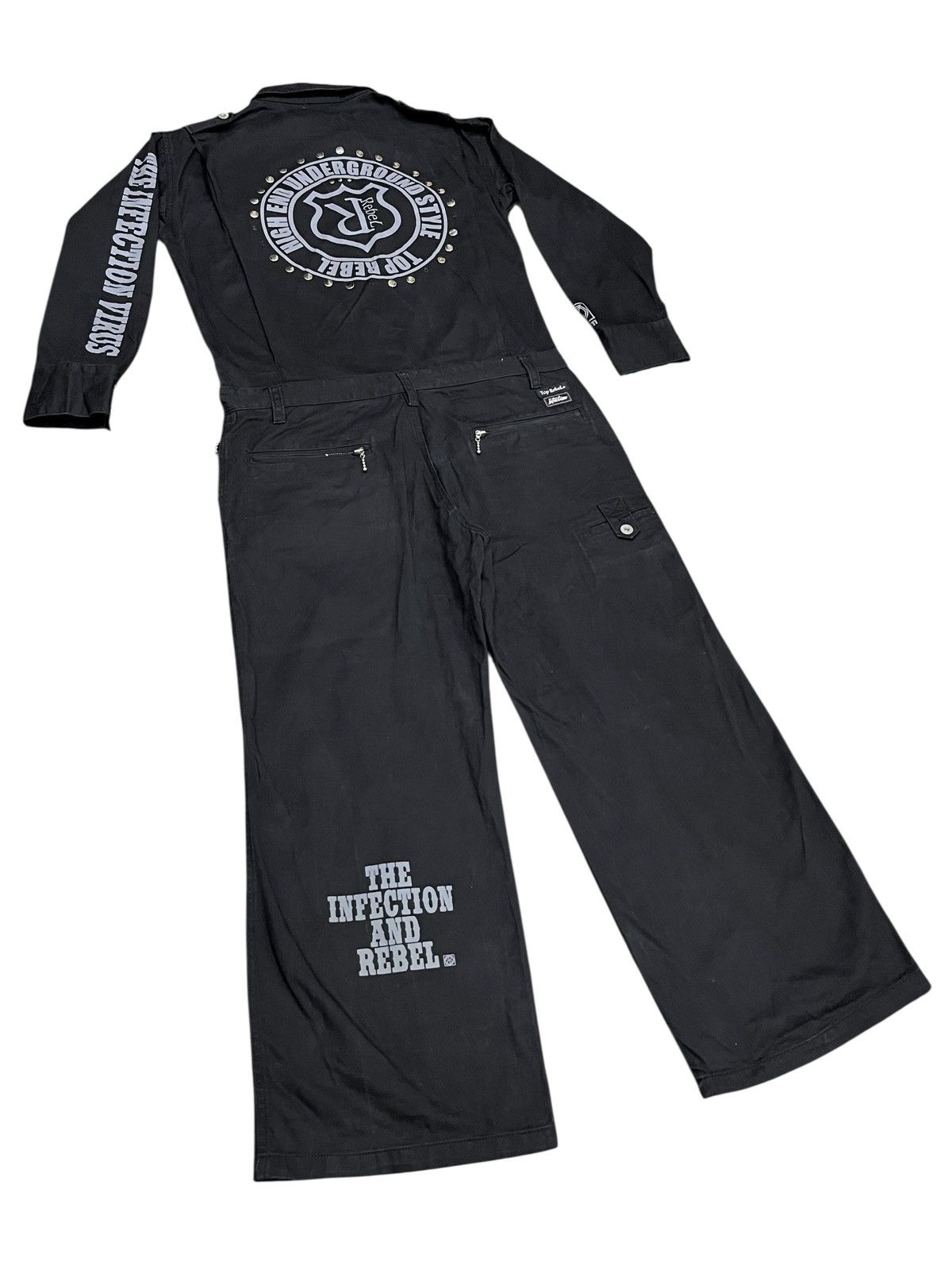 Post Overalls Vtg Top Rebel "Infection Virus" Gothic Underground Coverall Size US 32 / EU 48 - 5 Thumbnail