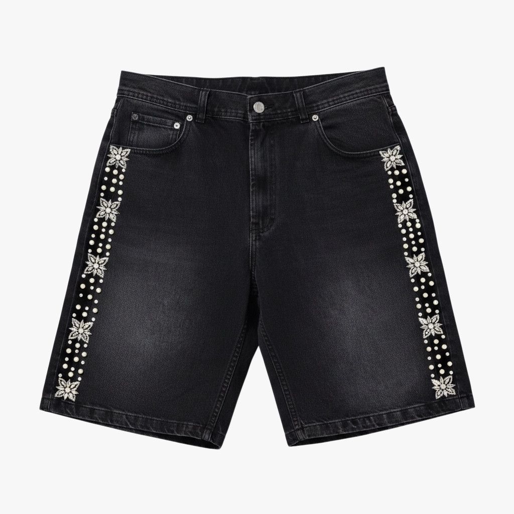 Other Fraternal Desires 'Concrete Pearl' Black Jeans Shorts Size US 38 / EU 54 - 1 Preview