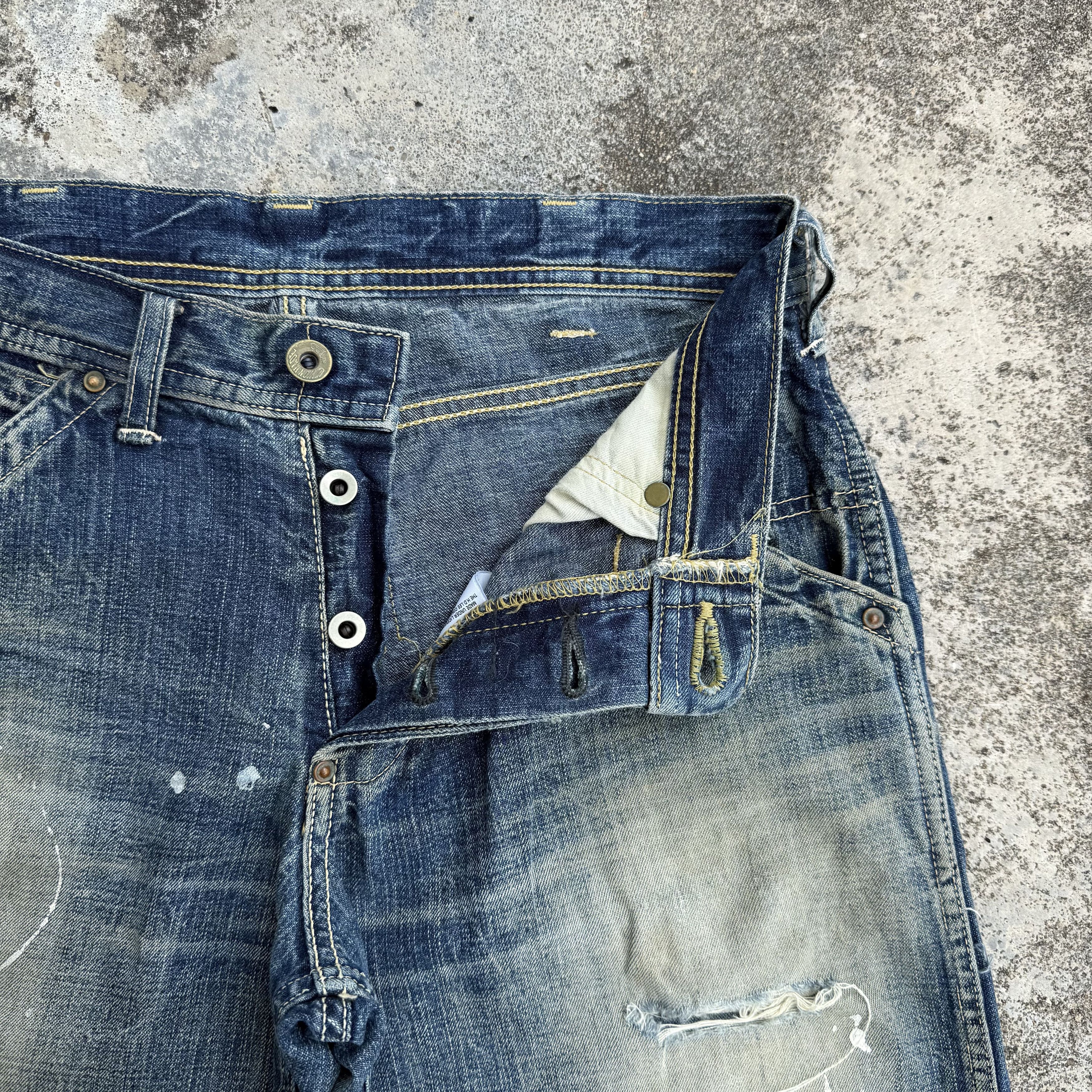 Japanese Brand Vintage union made button fly faded ripped jeans denim pan Size US 30 / EU 46 - 5 Thumbnail