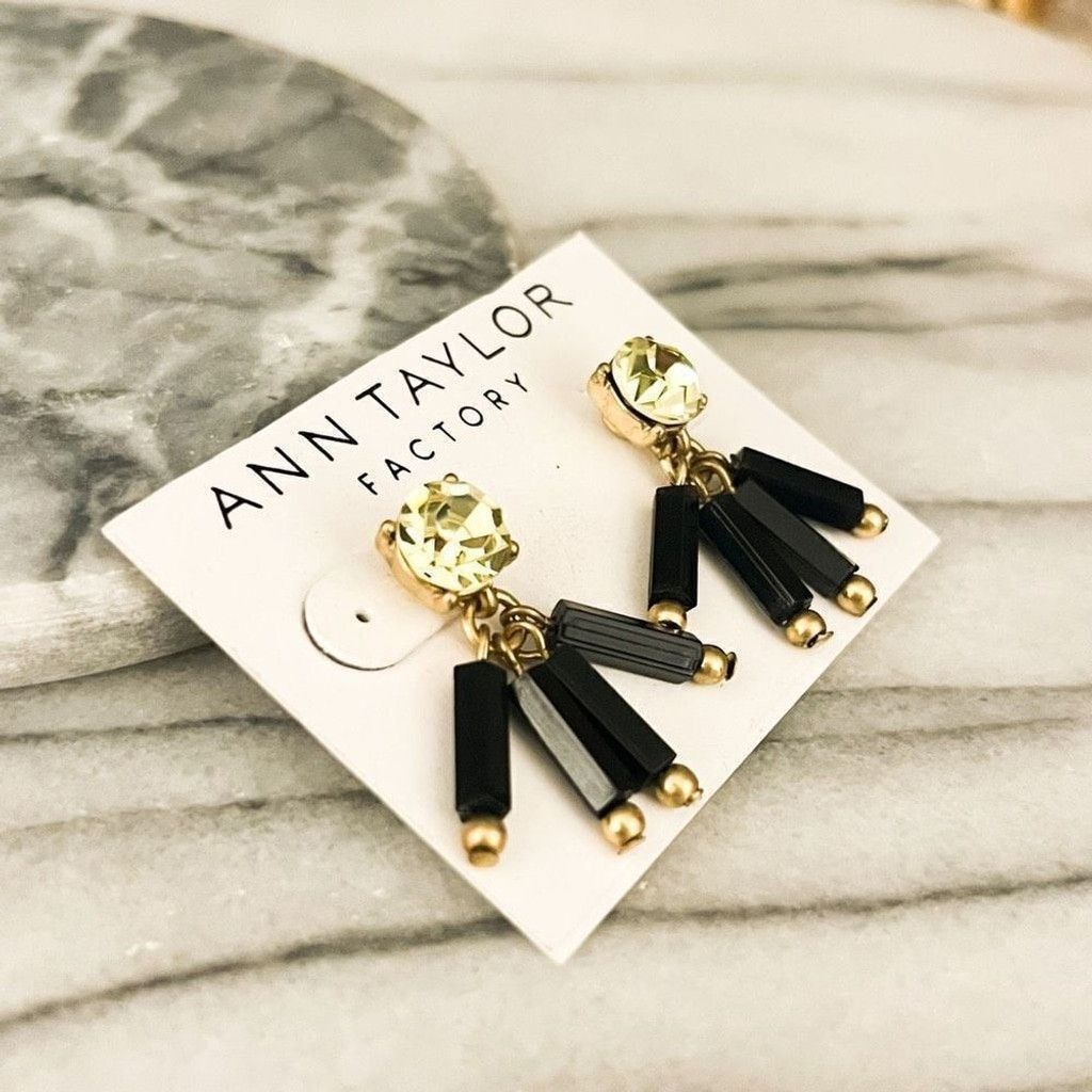 Ann Taylor Ann Taylor Factory Earrings Light Green Crystal Black Size ONE SIZE - 3 Thumbnail