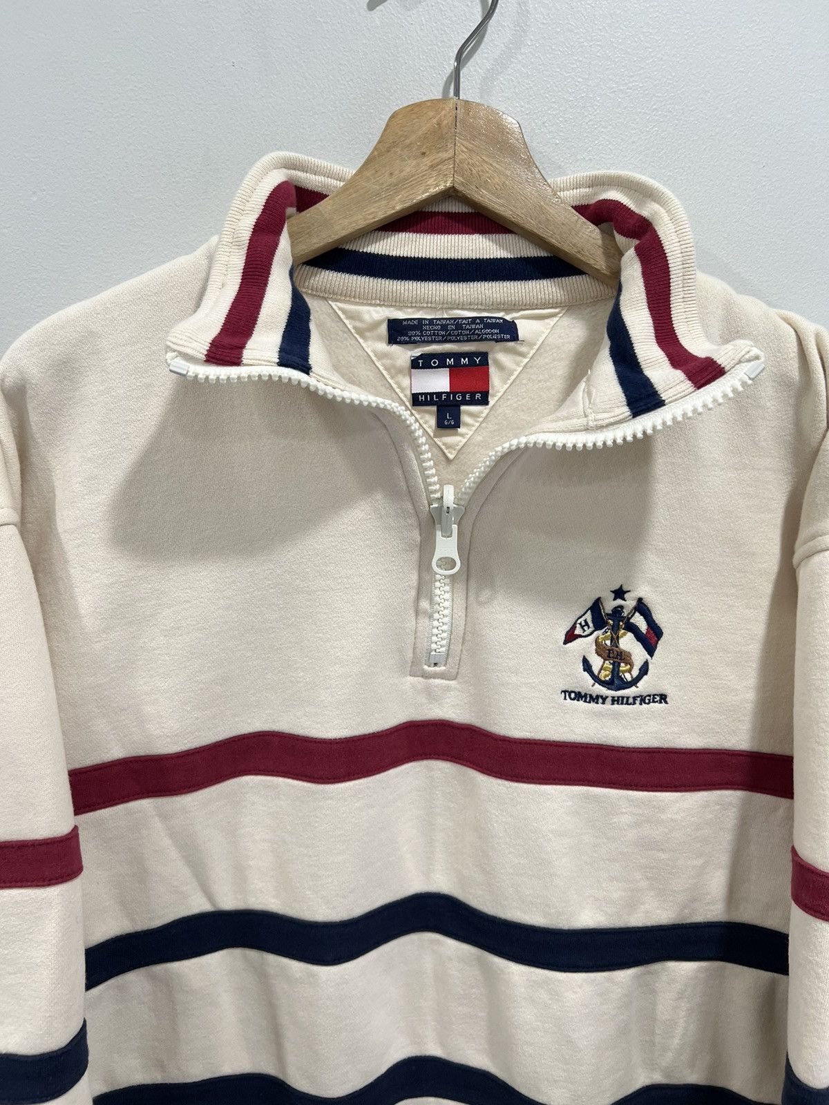 Tommy Hilfiger Vintage Tommy Hilfiger Striped Quarter Zip Sweater Size US L / EU 52-54 / 3 - 4 Thumbnail