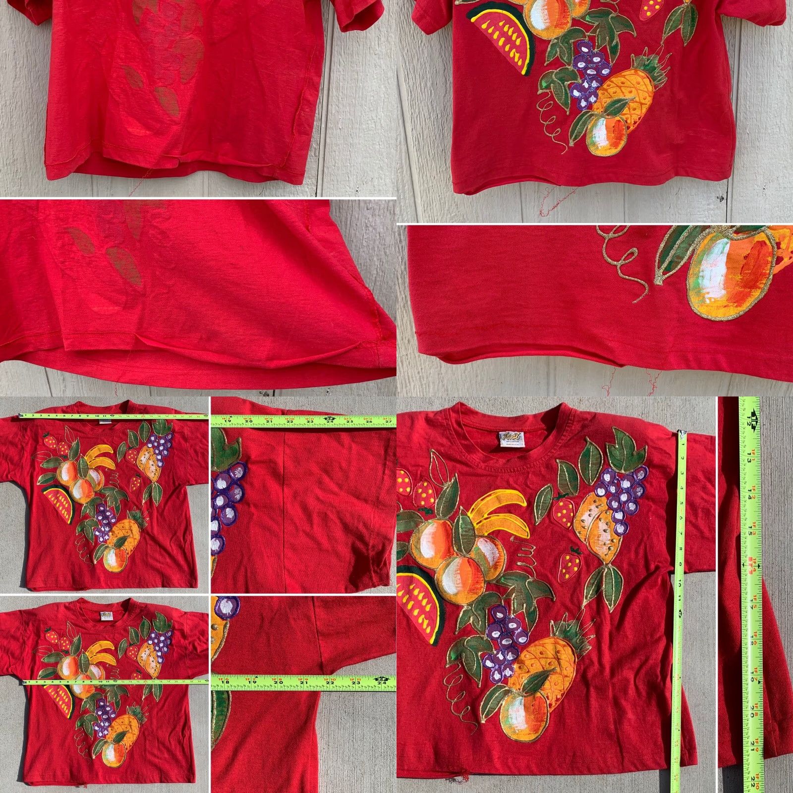 Vintage VINTAGE Fast Fruit Painted Wearable Art Tee T-Shirt One Size Red 1980s 1990s Casual Size ONE SIZE - 8 Thumbnail