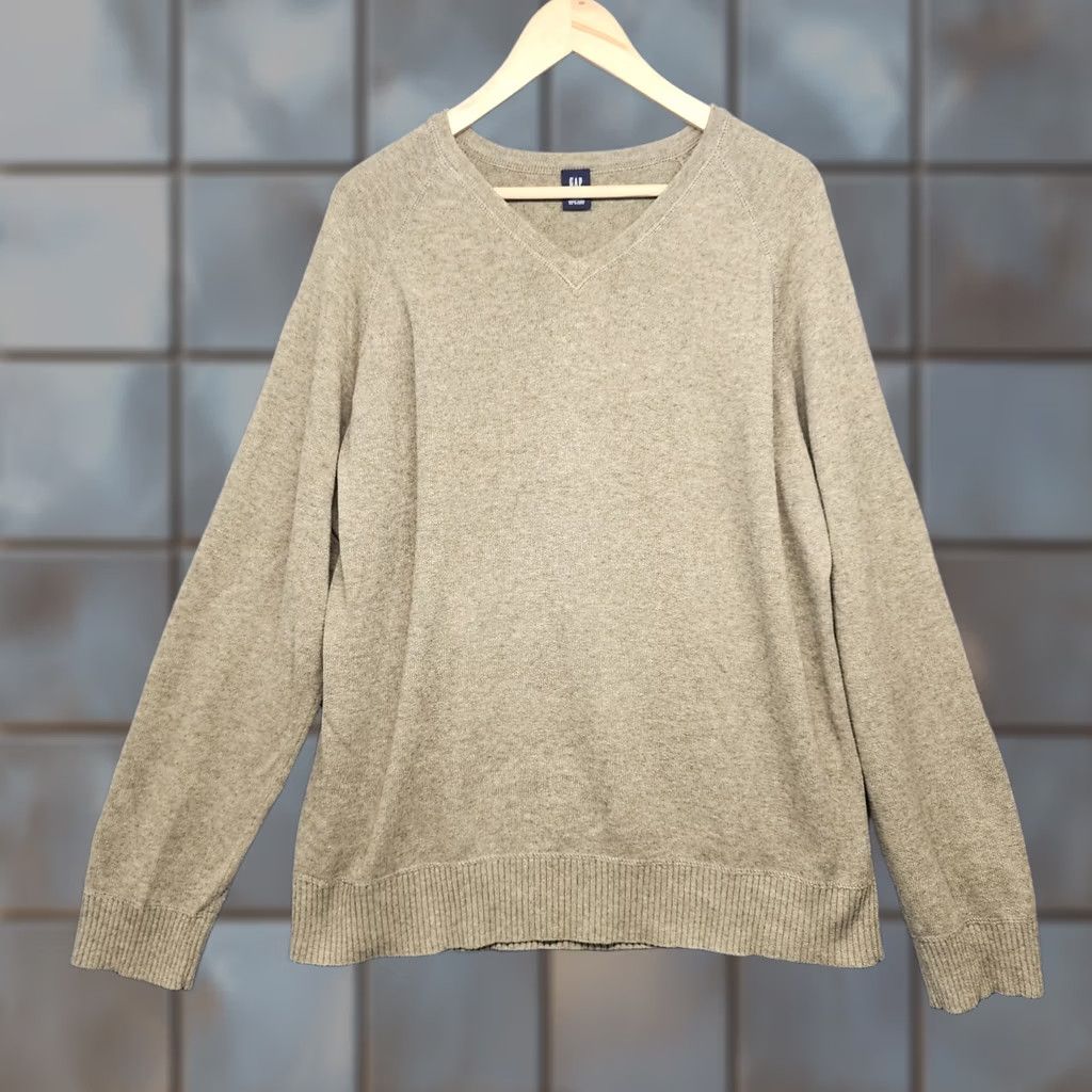 Gap VINTAGE Gap Sweater Mens XL Cotton Wool Blend V Neck Green Heathered Preppy Mens Size US XL / EU 56 / 4 - 1 Thumbnail