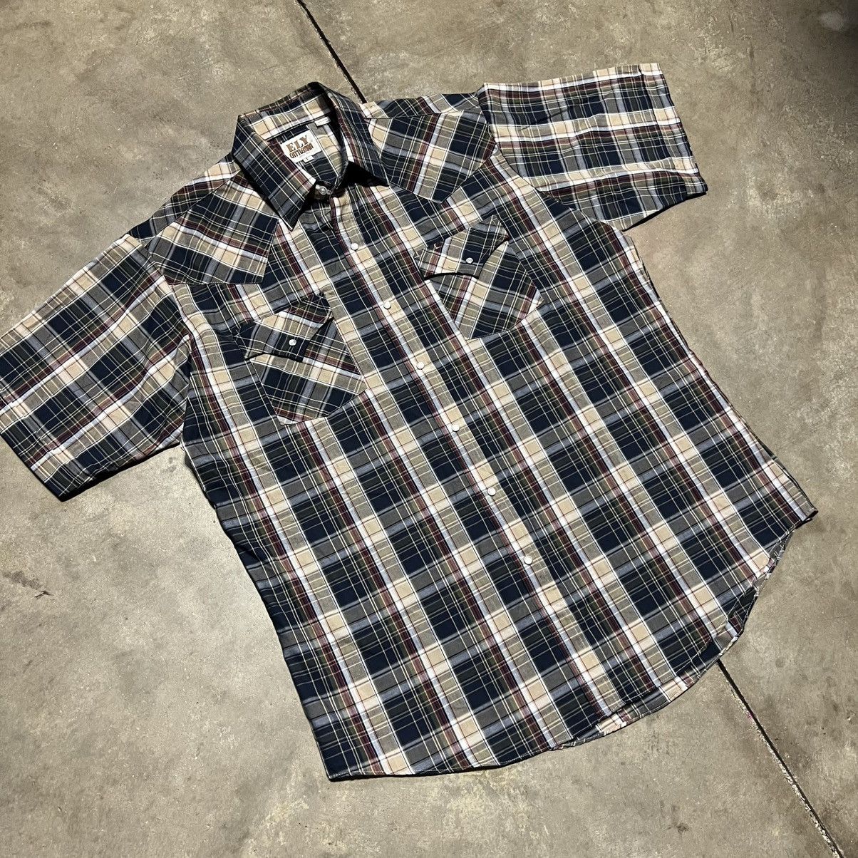 Wrangler Vintage 90s Ely Cattleman Pearl Snap Shirt Short Sleeve Size US L / EU 52-54 / 3 - 2 Thumbnail